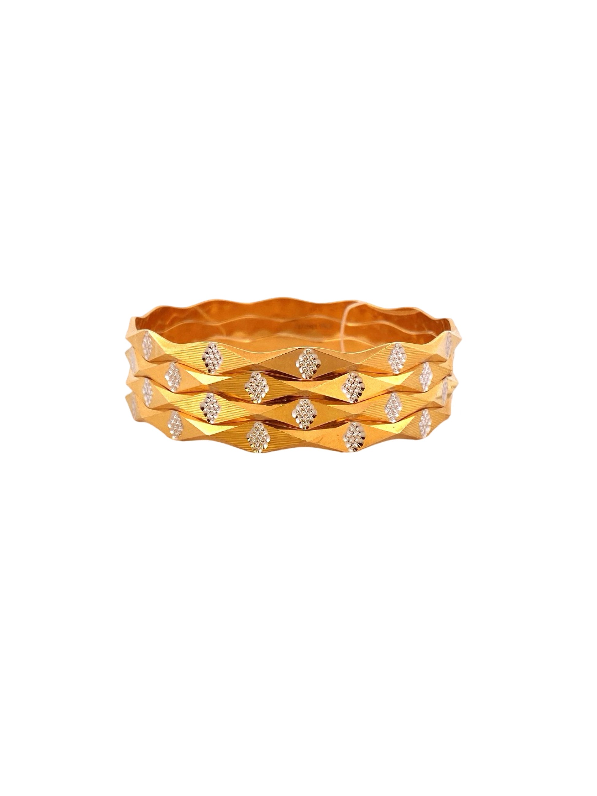 22K Gold Two-tone Designer 4 Pieces Set Of Ladies Bangles