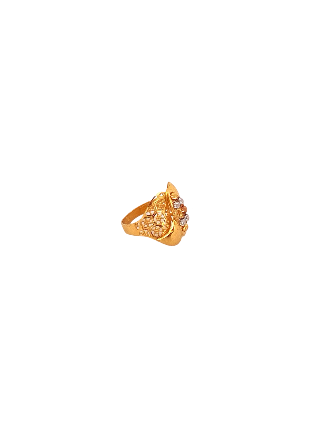 22K Gold Two-tone Designer Ladies Ring