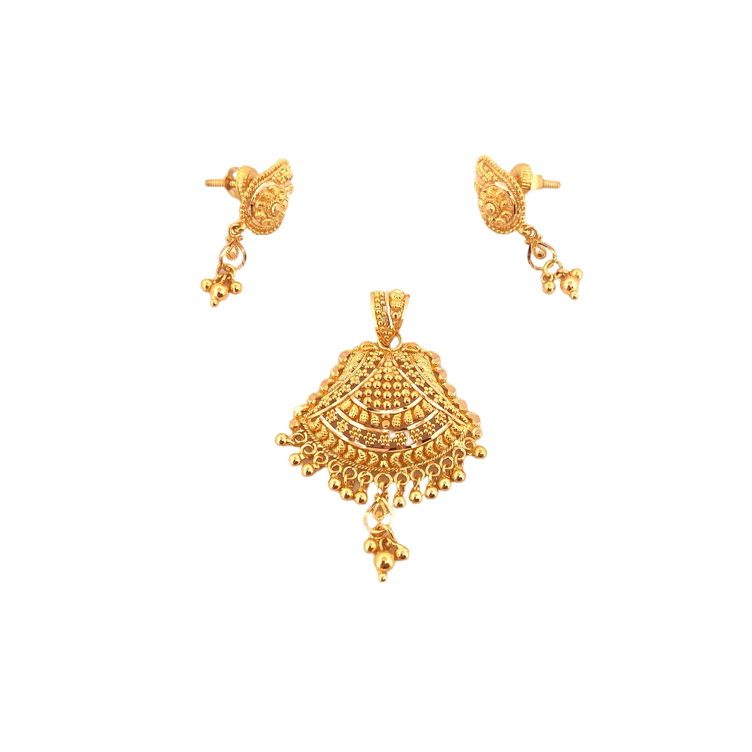 22K Gold Designer Pendant Set