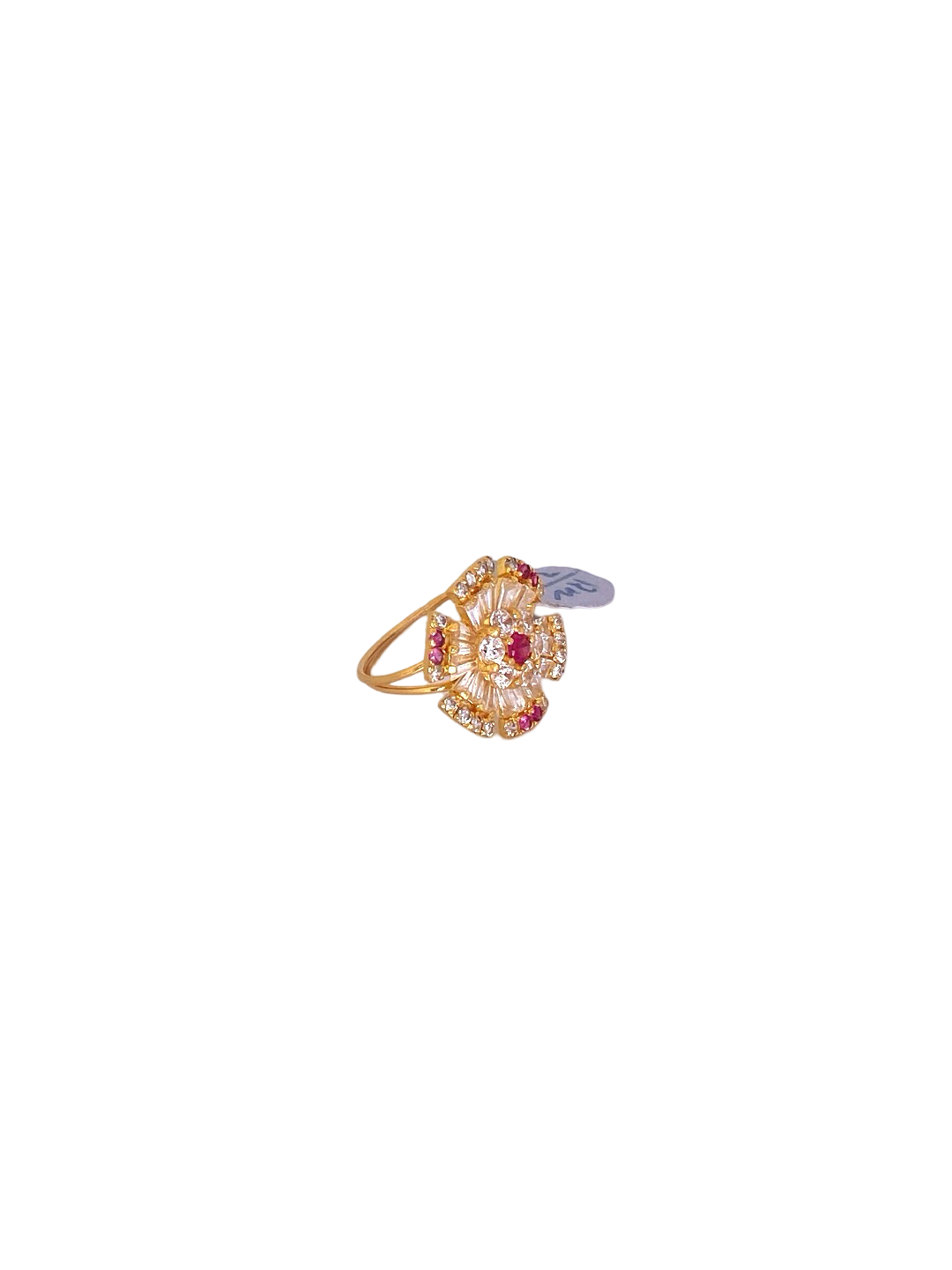 22K Gold CZ Flower Designer Ladies Ring