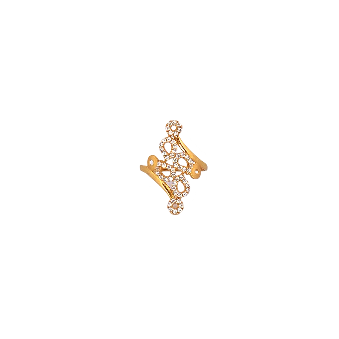 22K Gold CZ Designer Ladies Ring