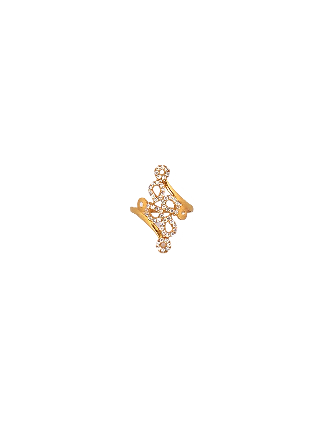 22K Gold CZ Designer Ladies Ring
