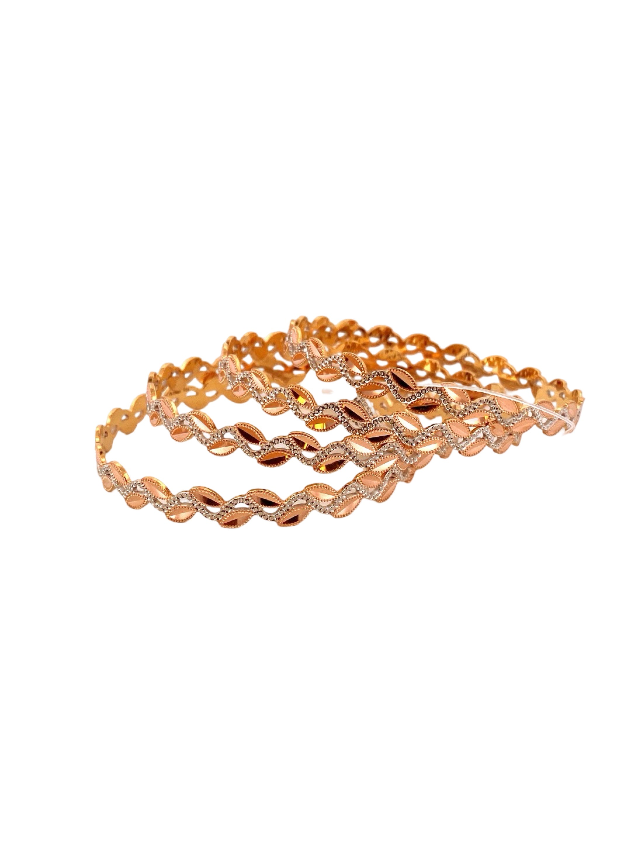 22K Gold Tri-tone Designer 4 Pieces Set Of Ladies Bangles