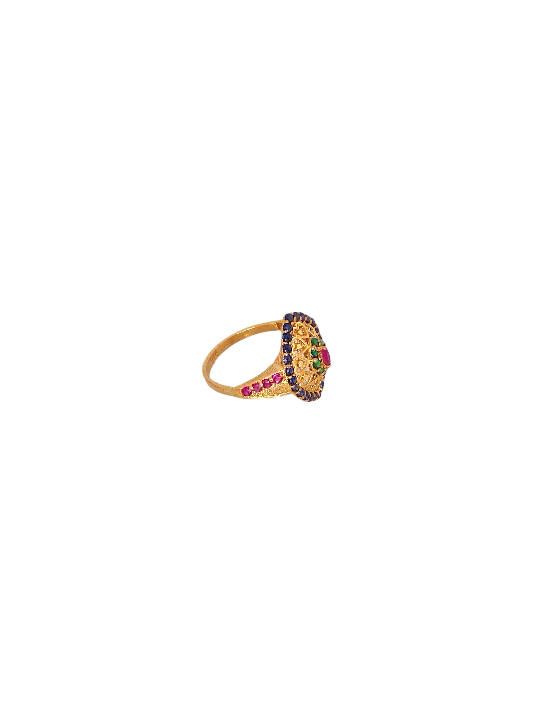 22K Gold Multi-colour CZ Designer Ladies Ring