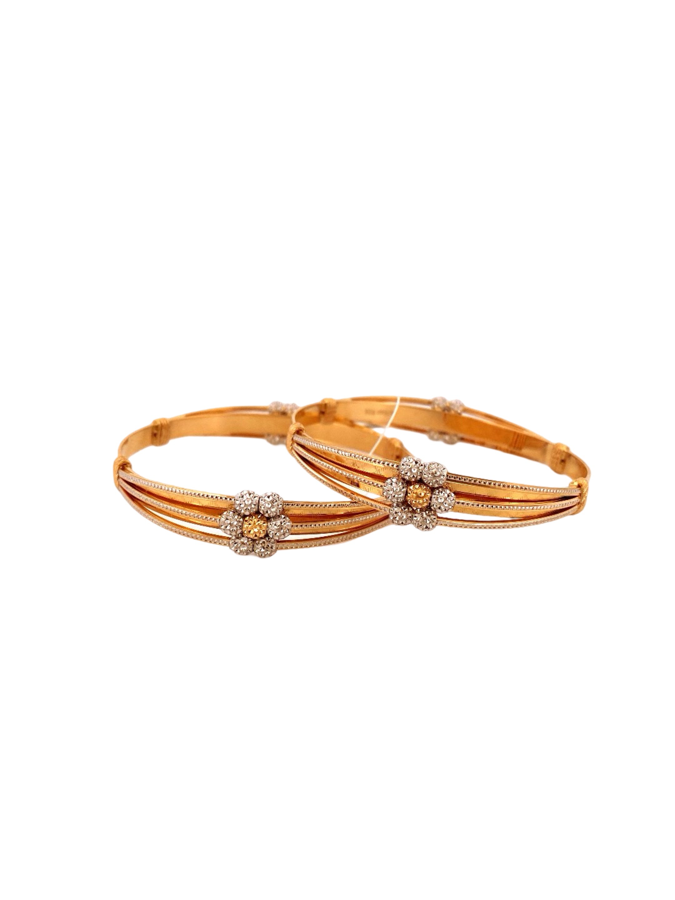22K Gold Two-tone Designer 2 Pieces Set Of Bangles