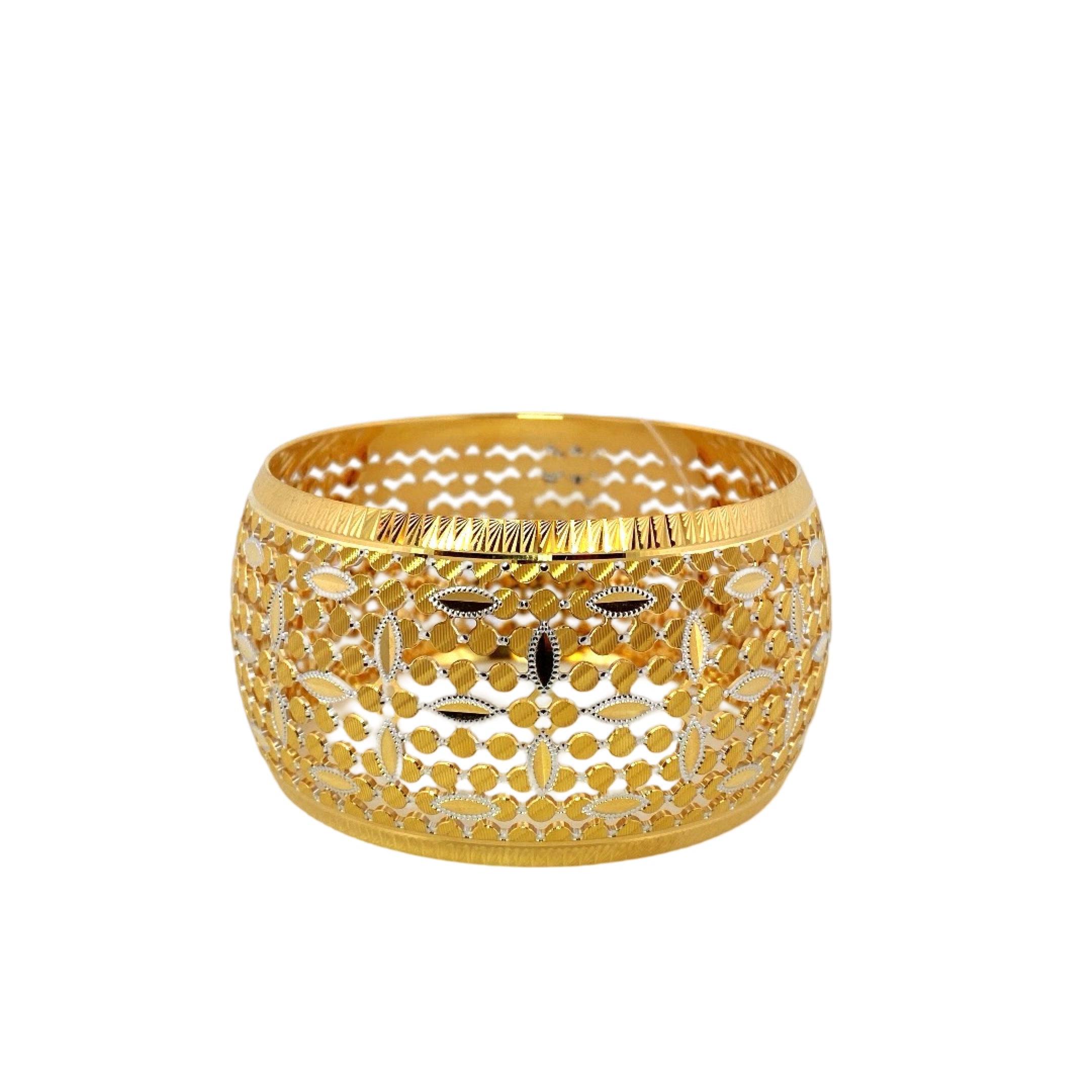 22K Gold Two-tone Designer Ladies Single Bangle