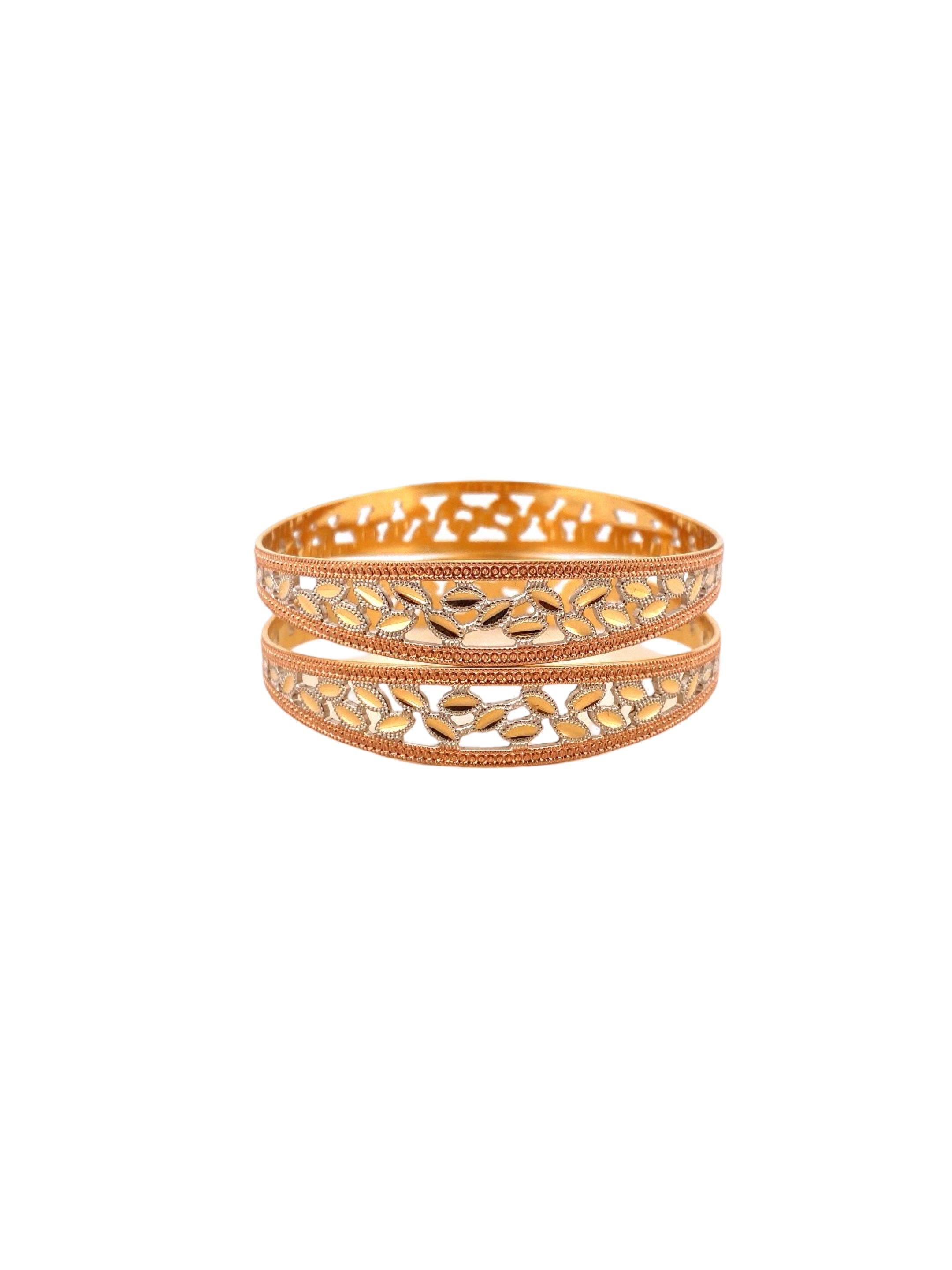 22K Gold Tri-tone Designer 2 Pieces Set Of Bangles