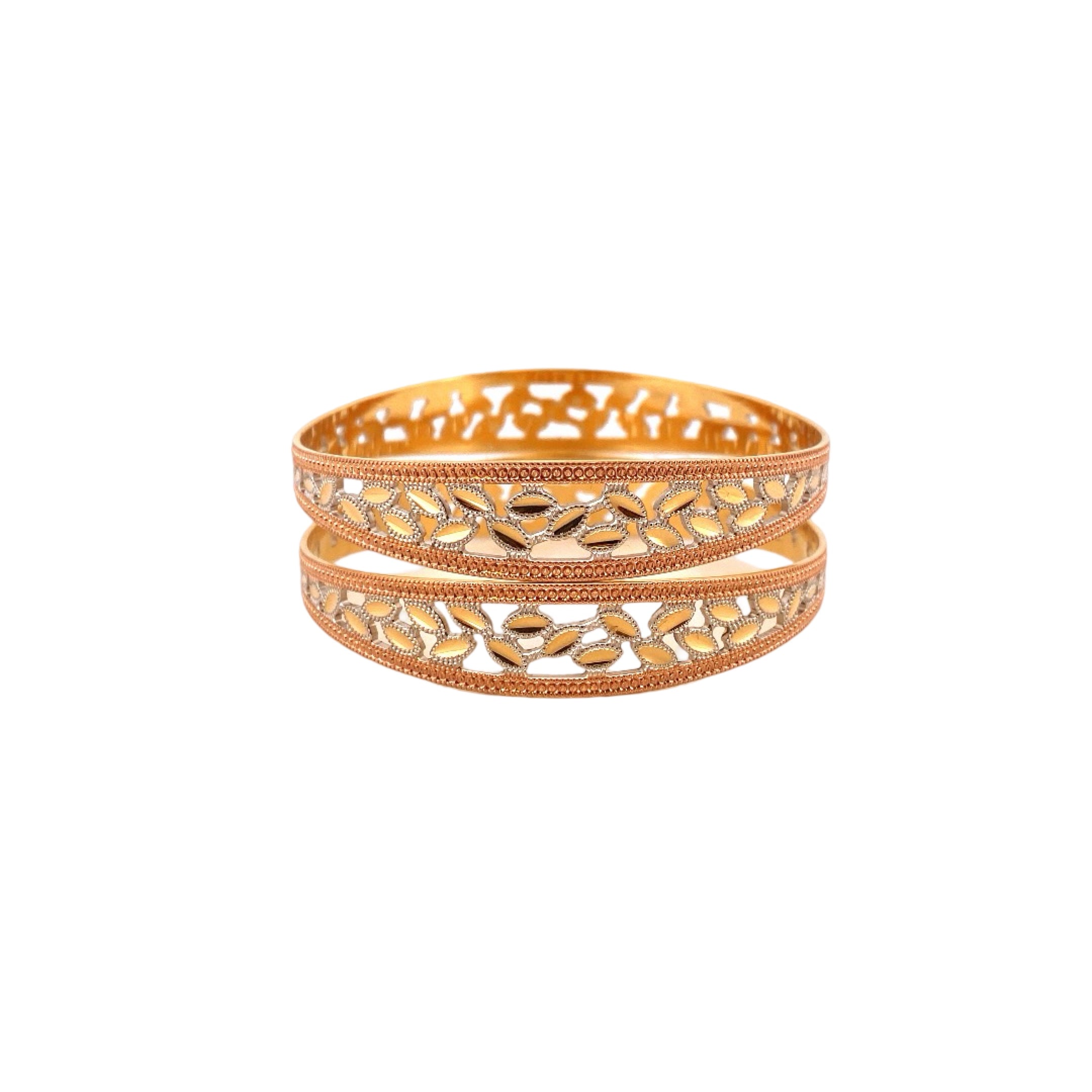 22K Gold Tri-tone Designer 2 Pieces Set Of Bangles