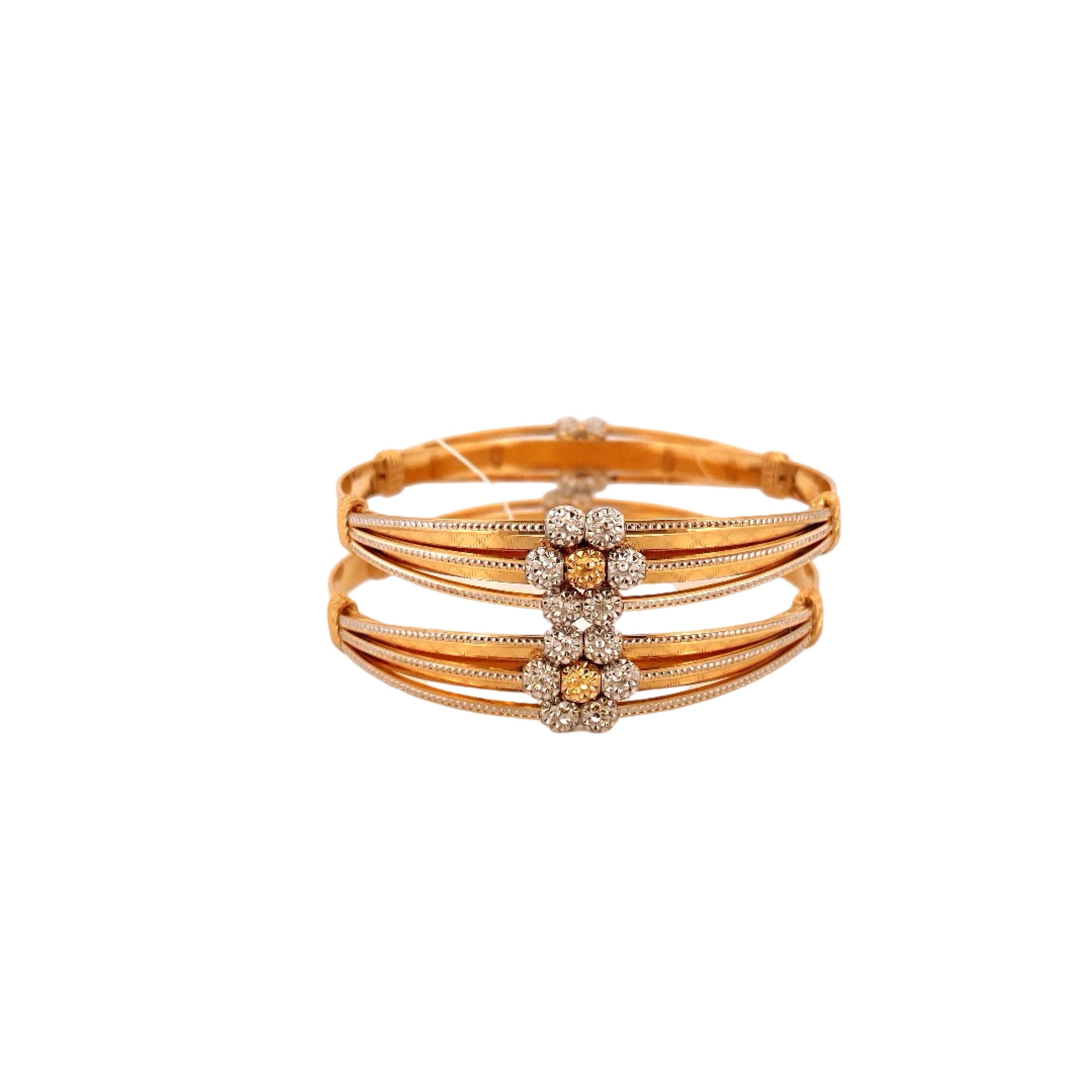 22K Gold Two-tone Designer 2 Pieces Set Of Bangles