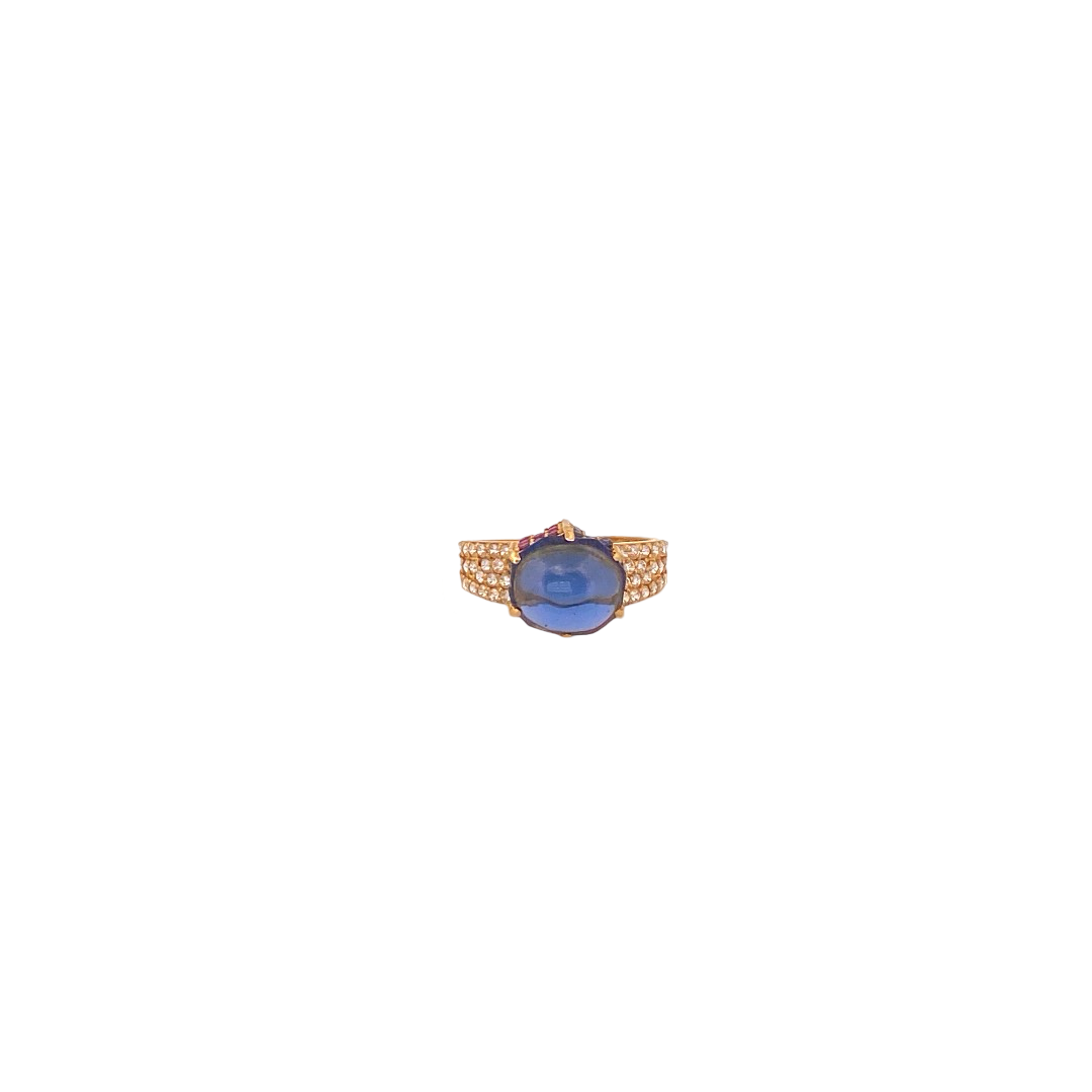 22K Gold Multi-colour CZ Designer Ladies Ring