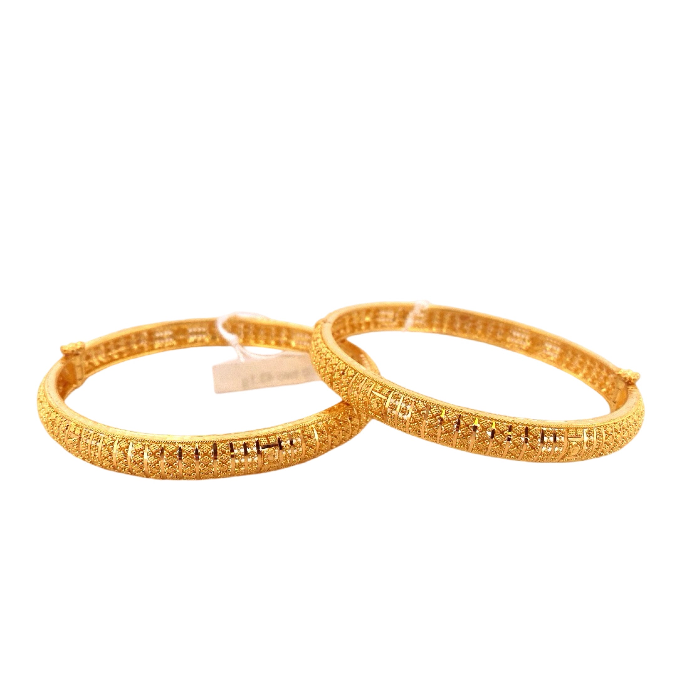 22K Gold Designer 2 Pieces Set Of Ladies Screw Bangles