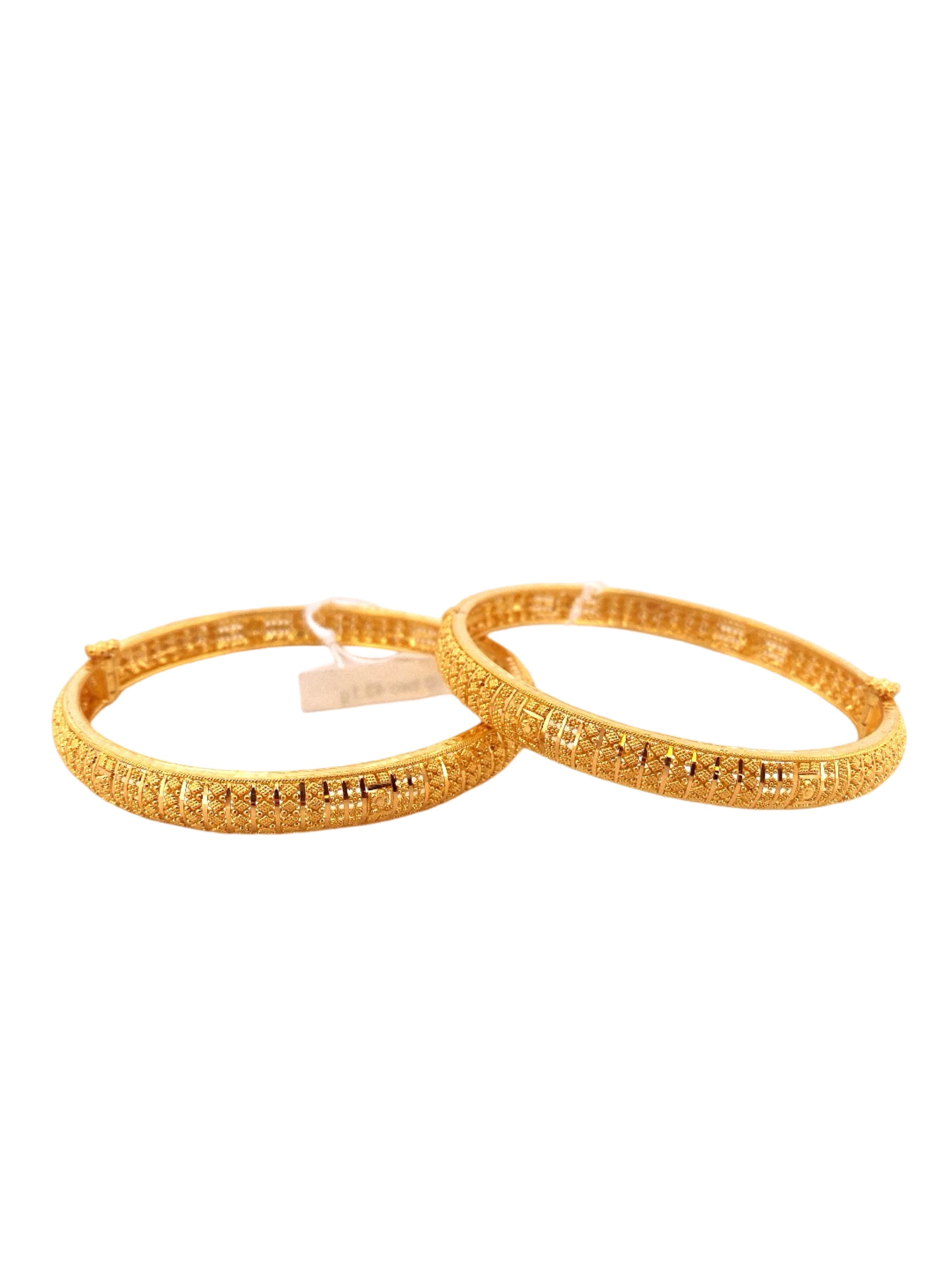 22K Gold Designer 2 Pieces Set Of Ladies Screw Bangles