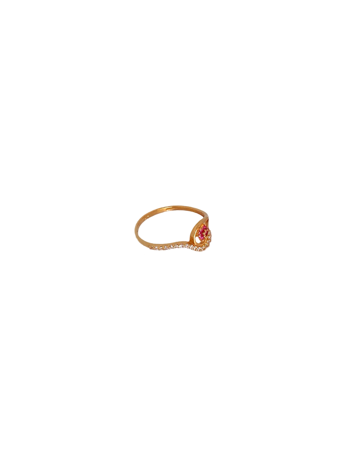 22K Gold Pink CZ Flower Designer Ladies Ring