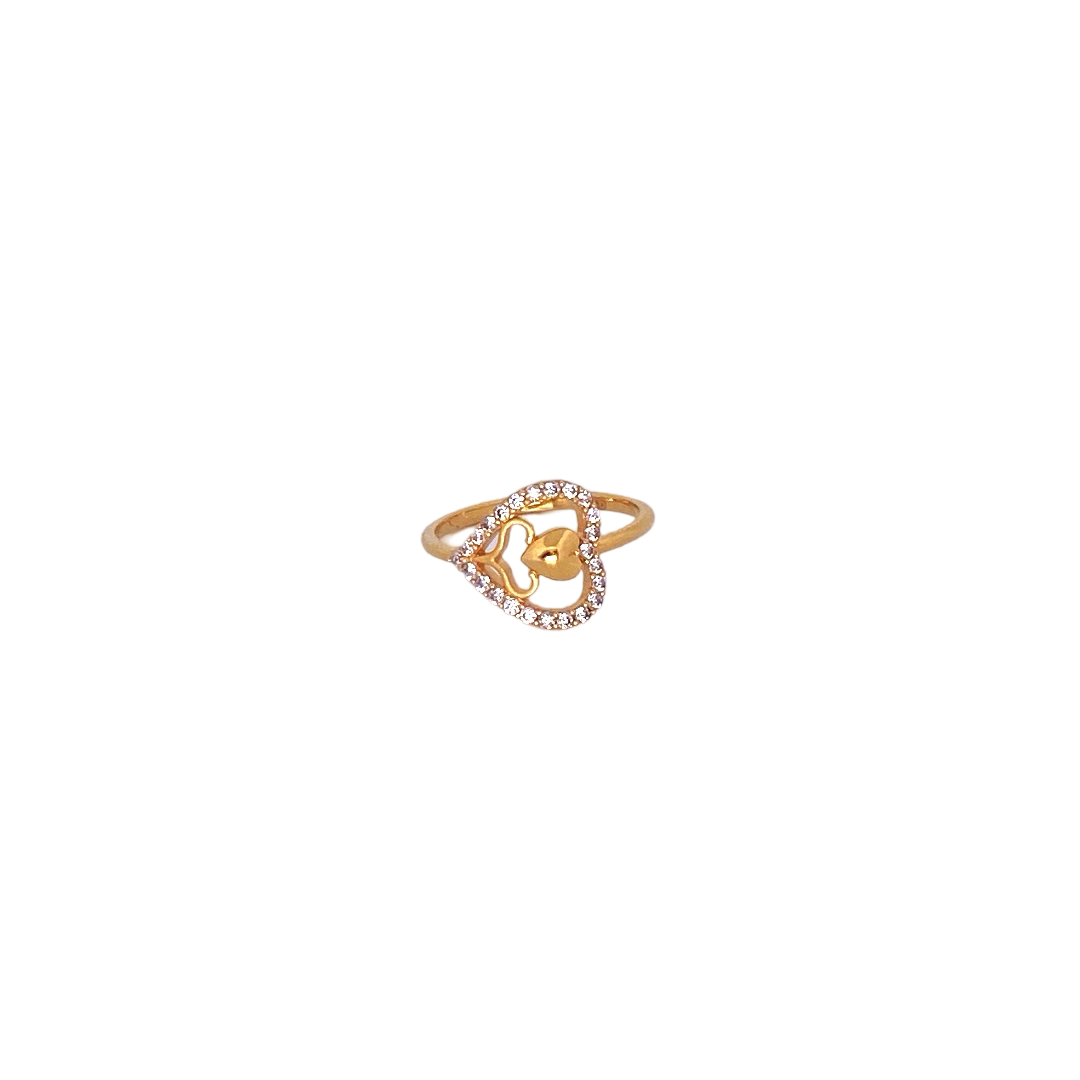22K Gold CZ Designer Ladies Ring