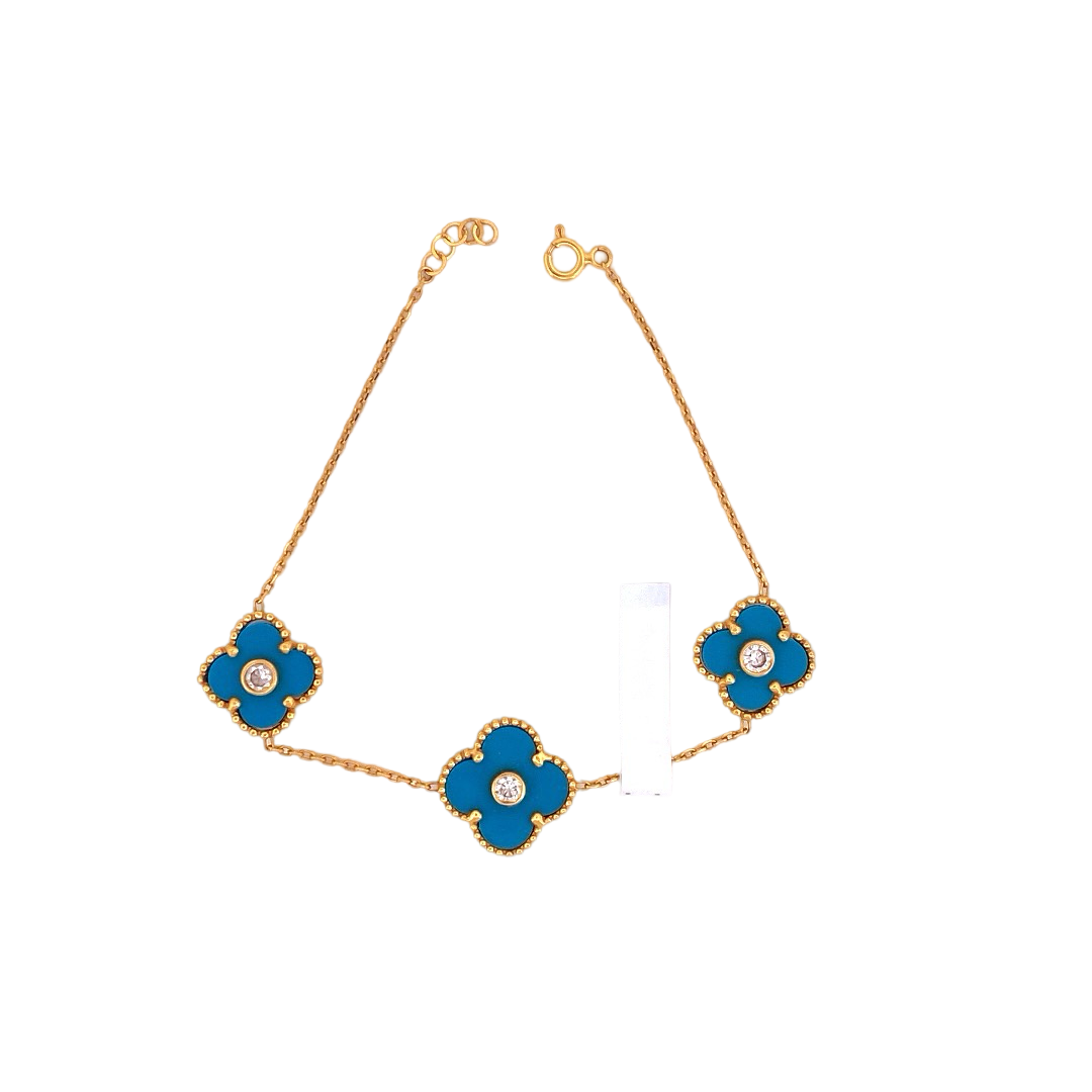 22K Gold CZ Flower Designer Ladies Bracelet
