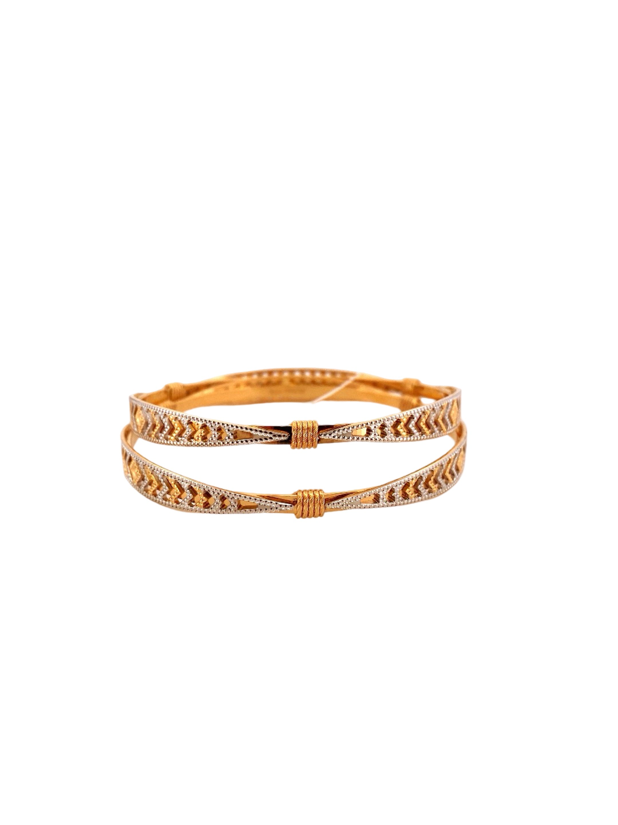 22K Gold Two-tone Designer 2 Pieces Set Of Bangles