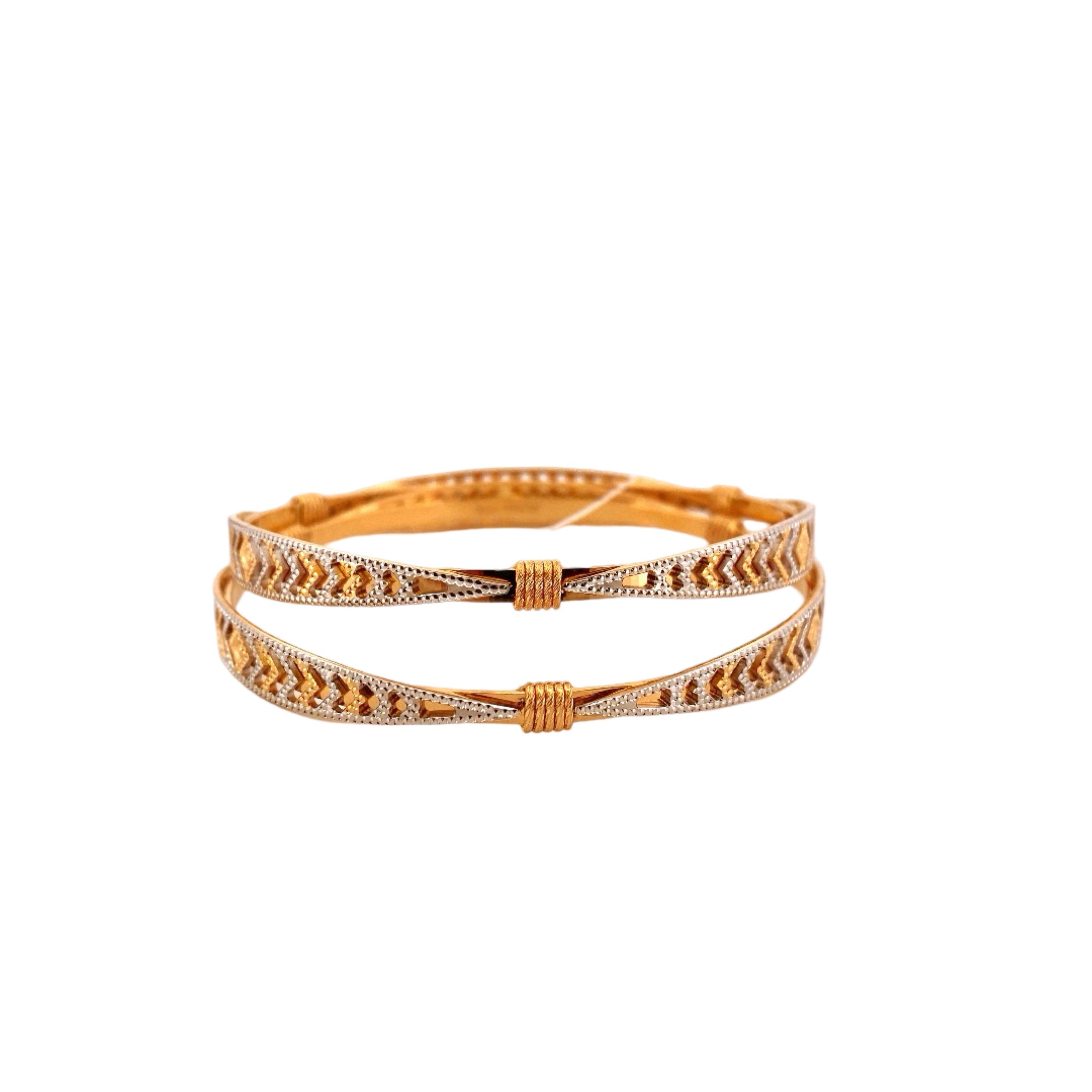 22K Gold Two-tone Designer 2 Pieces Set Of Bangles