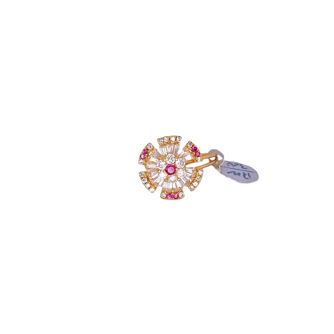 22K Gold CZ Flower Designer Ladies Ring