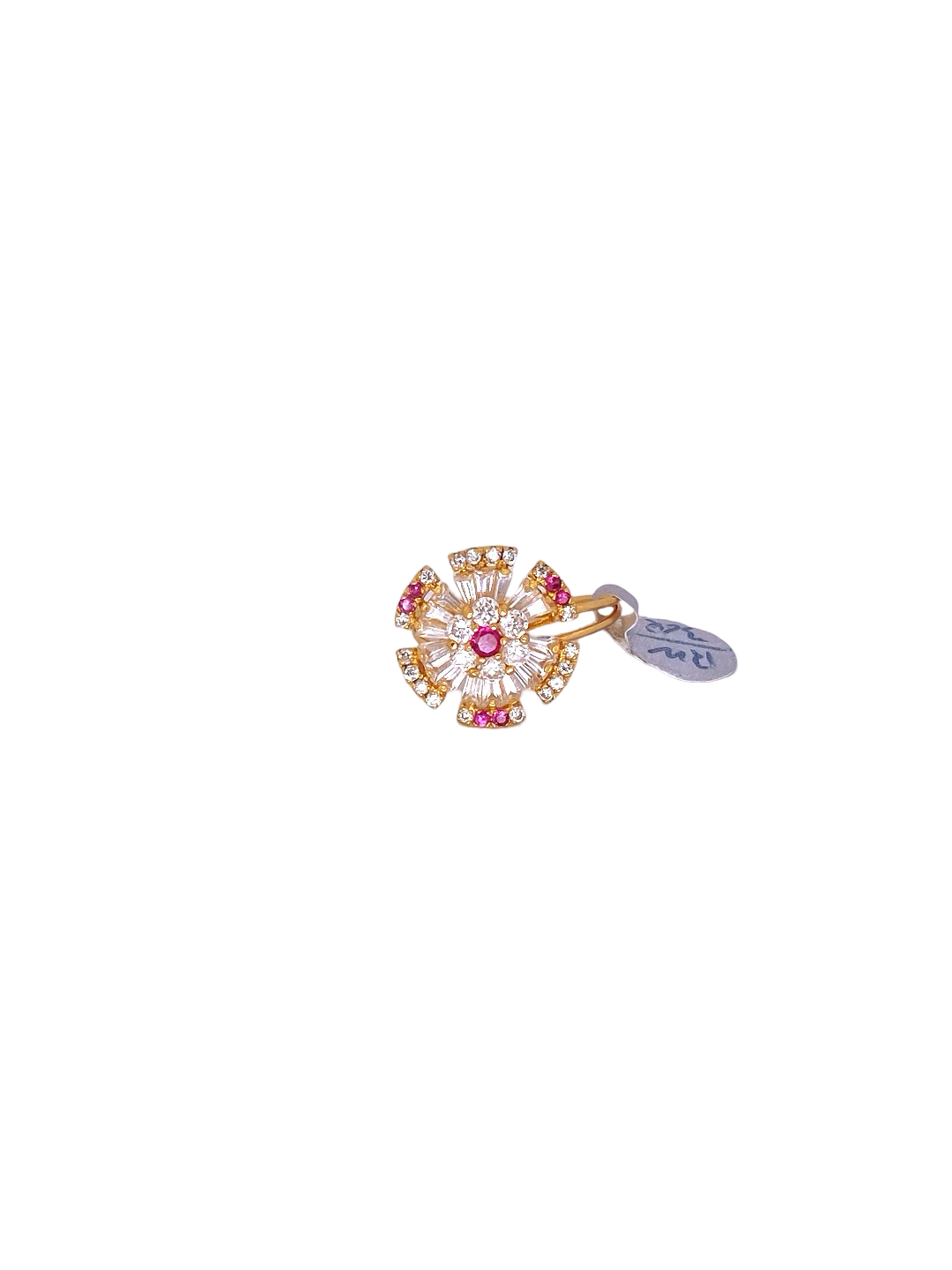 22K Gold CZ Flower Designer Ladies Ring