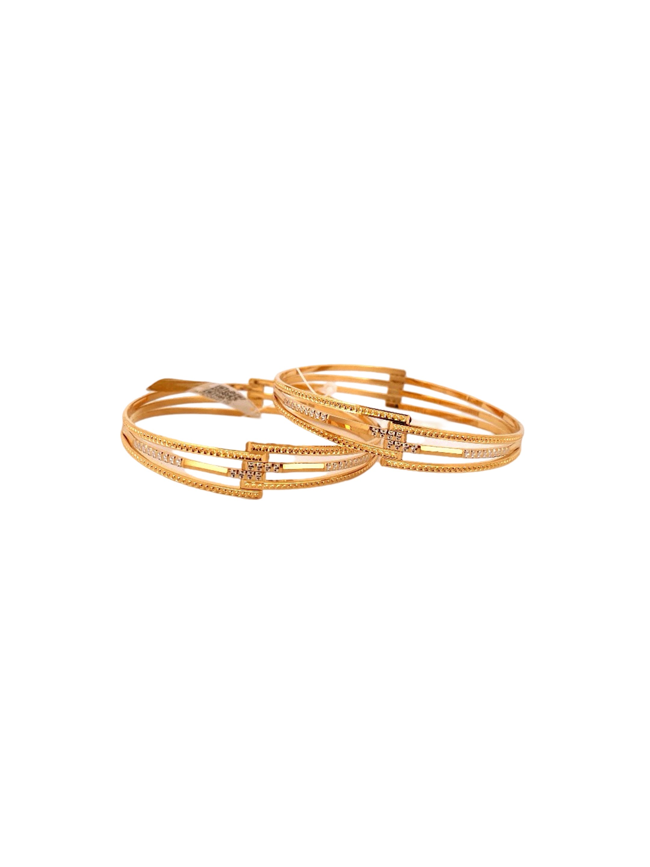 22K Gold Two-tone Designer 2 Pieces Set Of Bangles