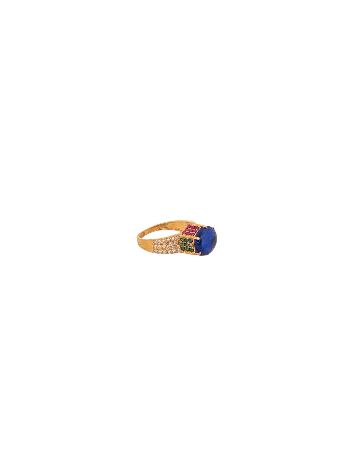 22K Gold Multi-colour CZ Designer Ladies Ring