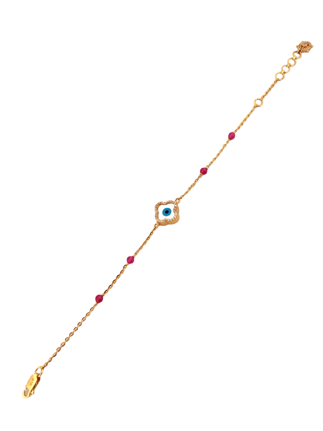 22K Gold Evil Eye CZ Designer Ladies Bracelet