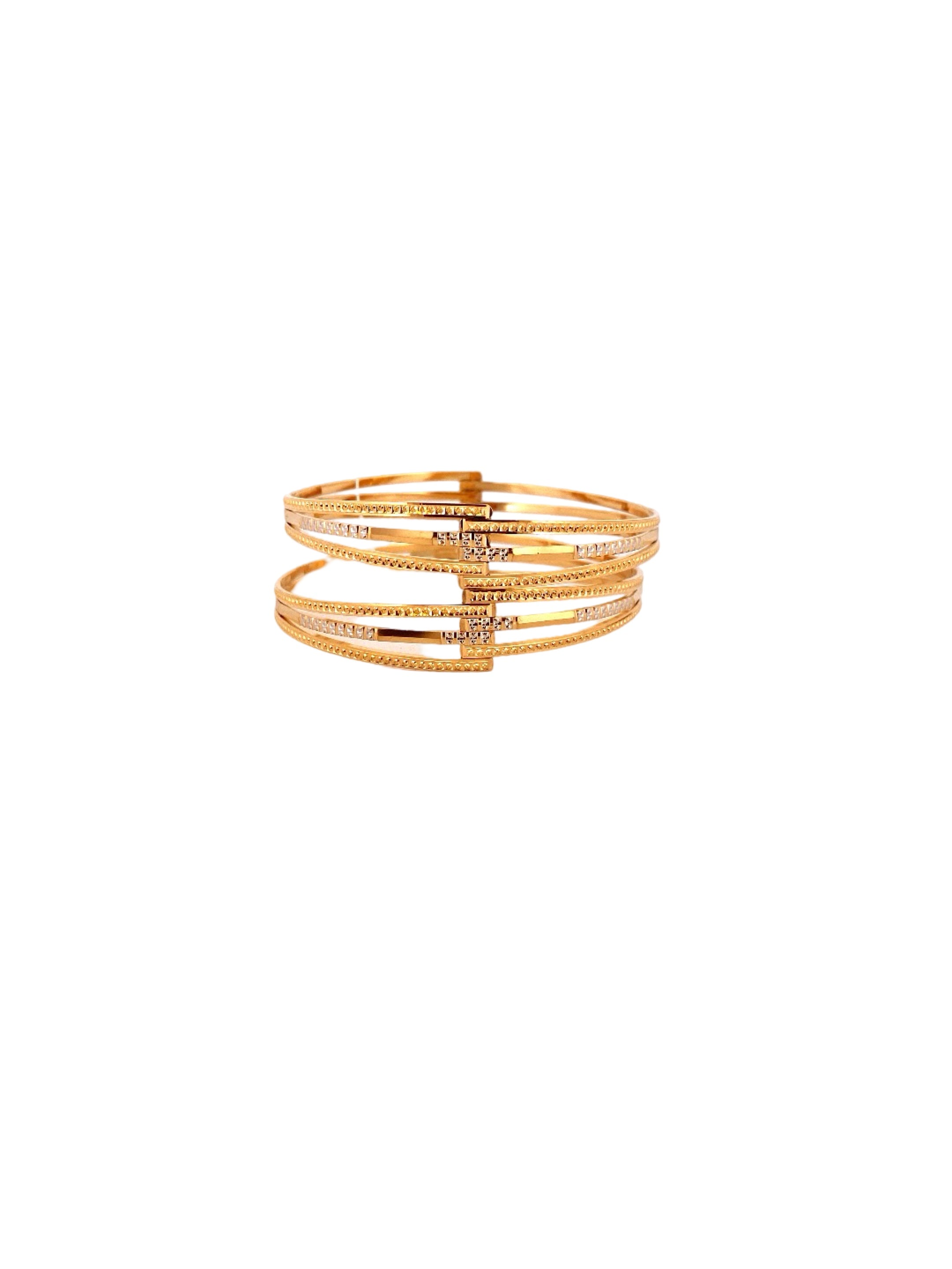 22K Gold Two-tone Designer 2 Pieces Set Of Bangles