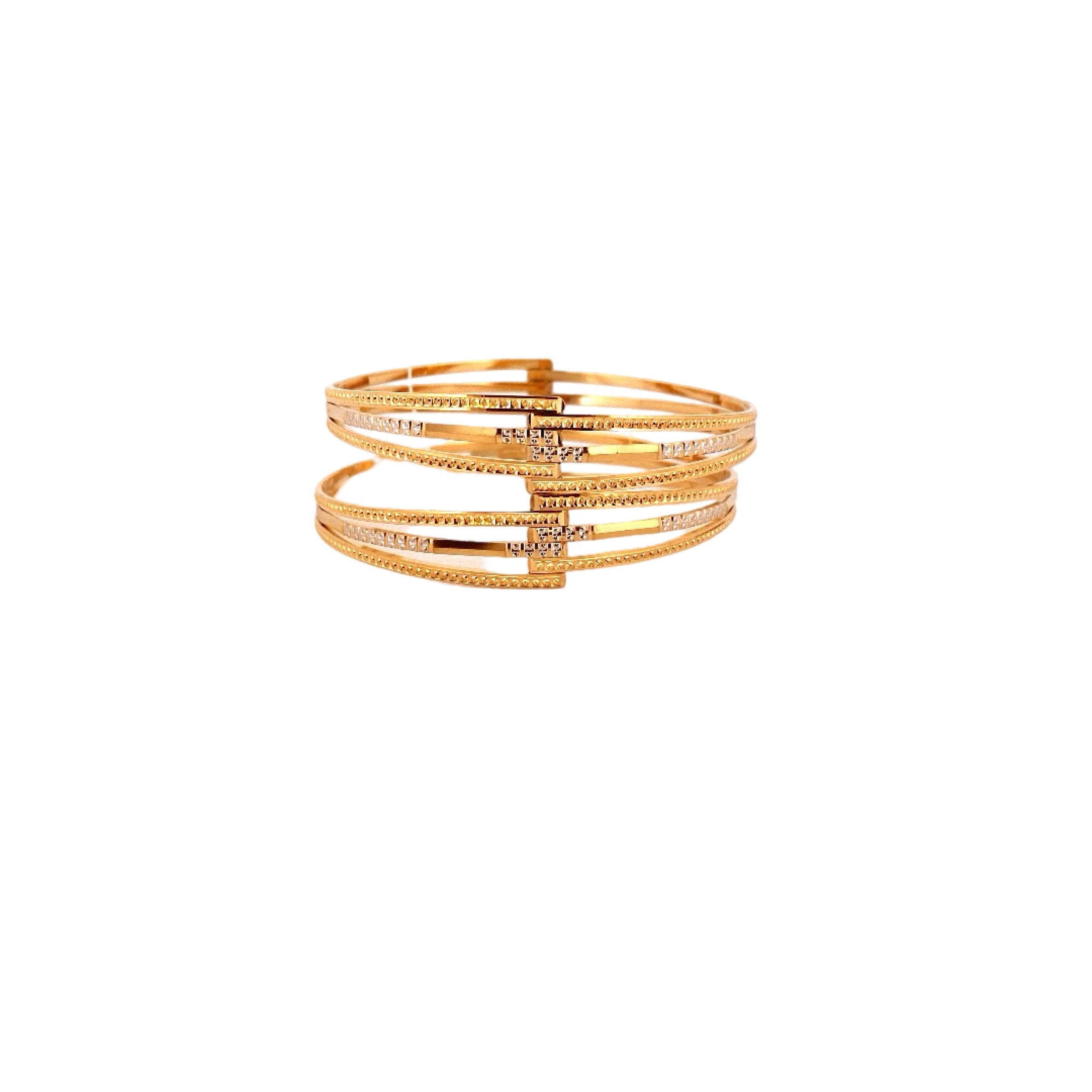 22K Gold Two-tone Designer 2 Pieces Set Of Bangles