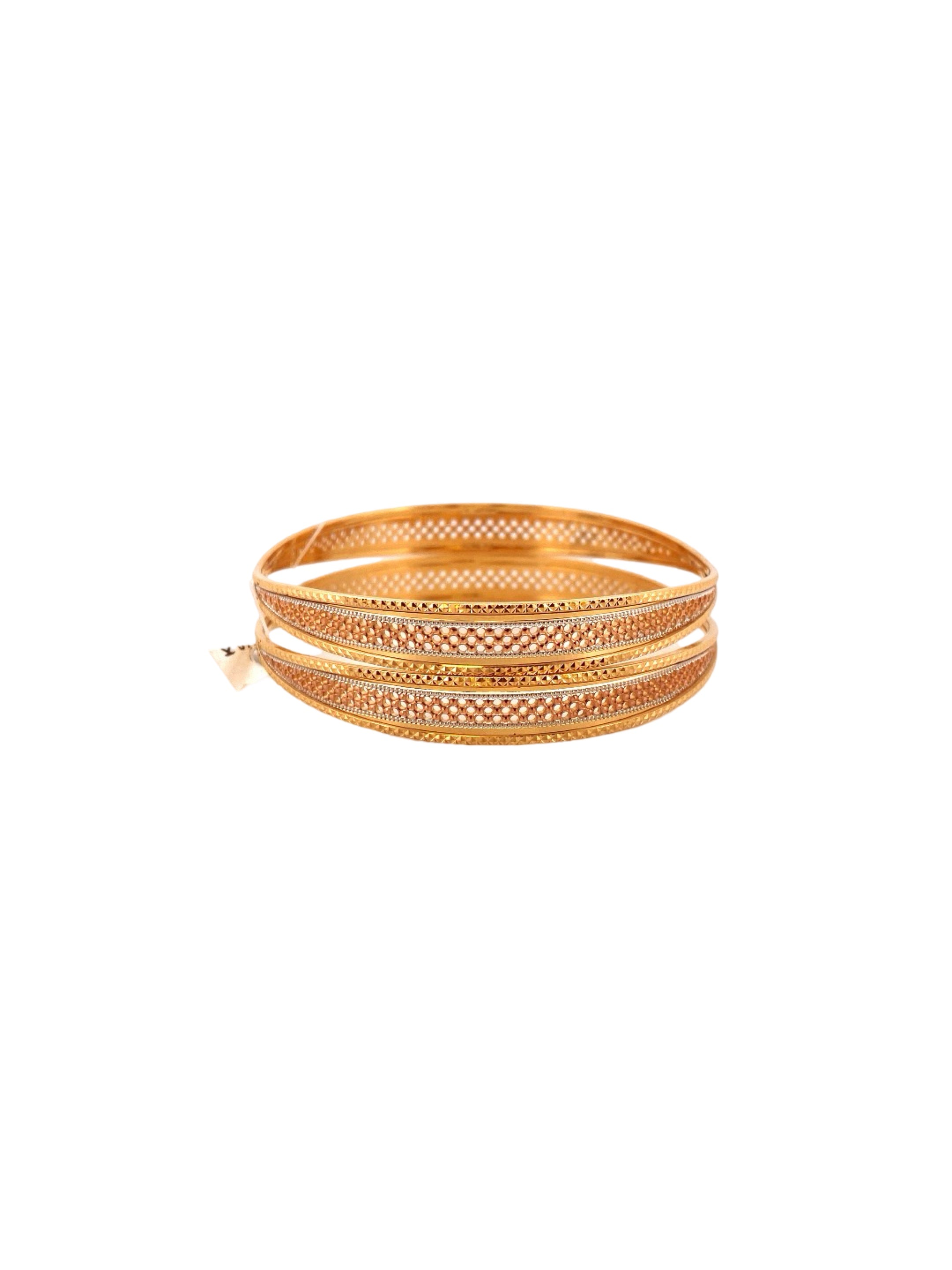 22K Gold Tri-tone Designer 2 Pieces Set Of Bangles