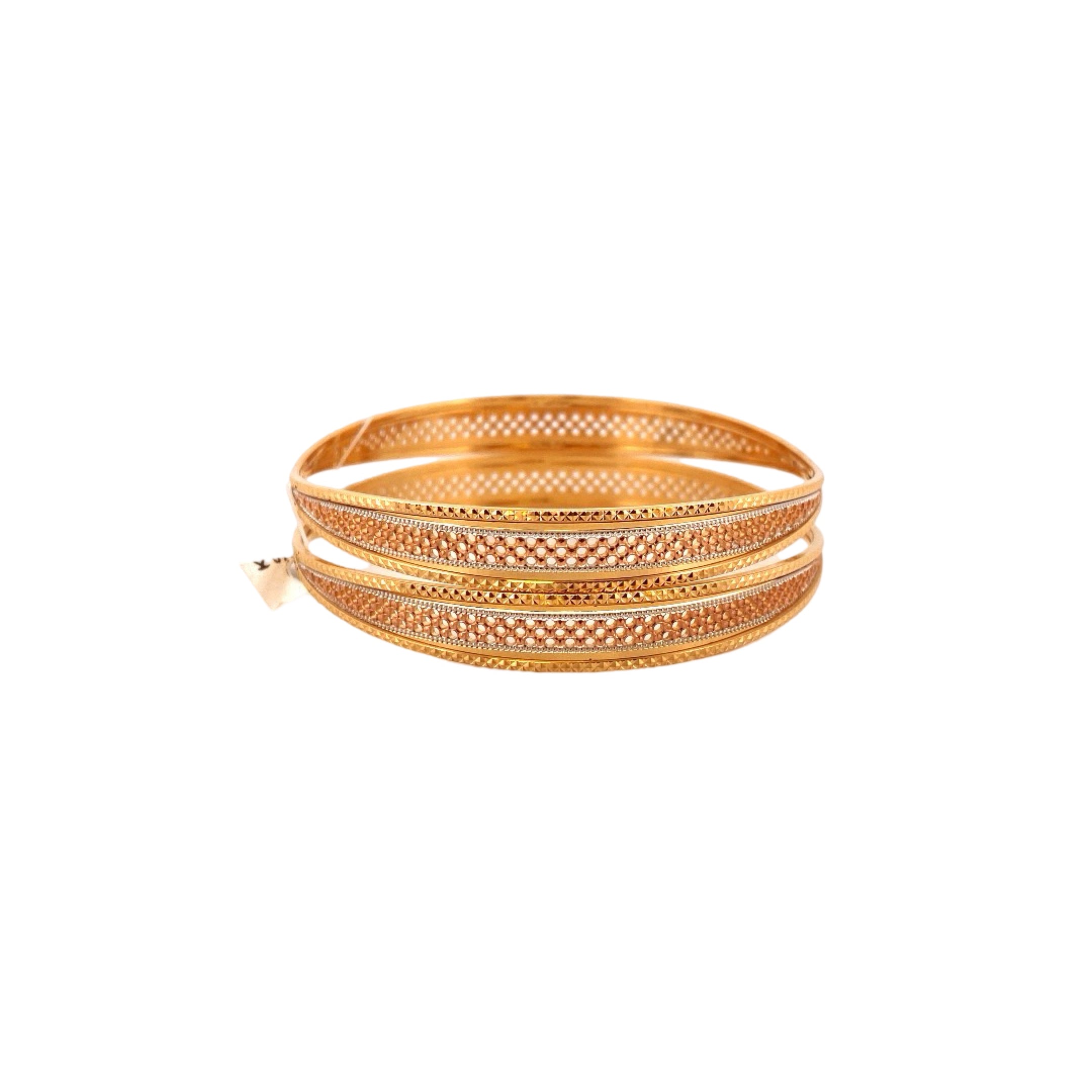 22K Gold Tri-tone Designer 2 Pieces Set Of Bangles