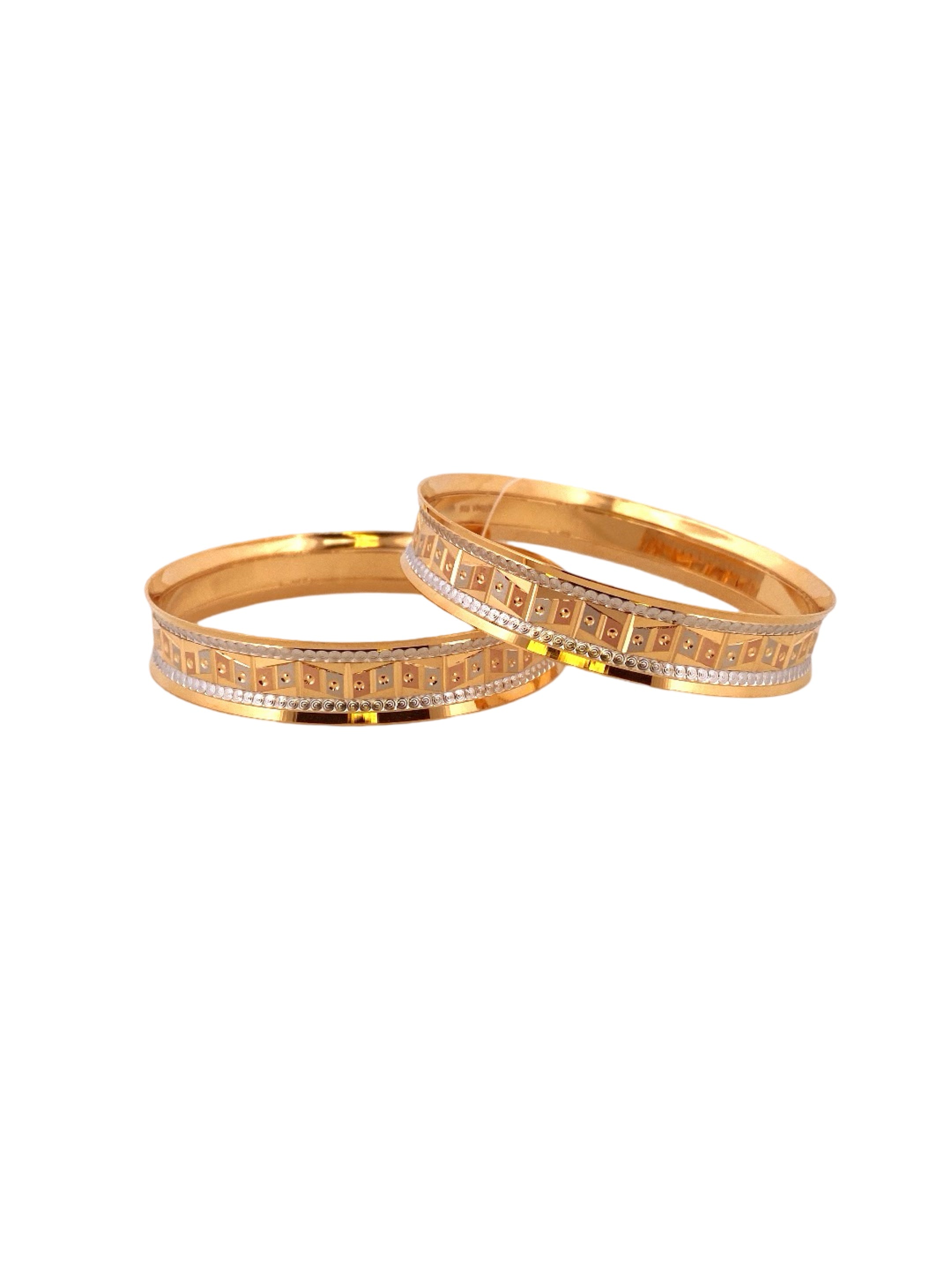 22K Gold Tri-tone Designer 2 Pieces Set Of Bangles