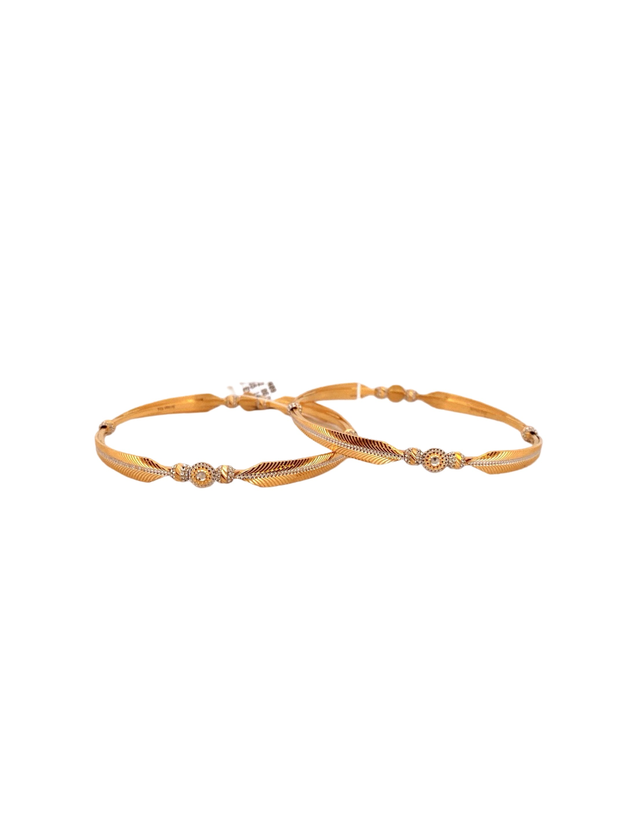 22K Gold Two-tone Designer 2 Pieces Set Of Bangles