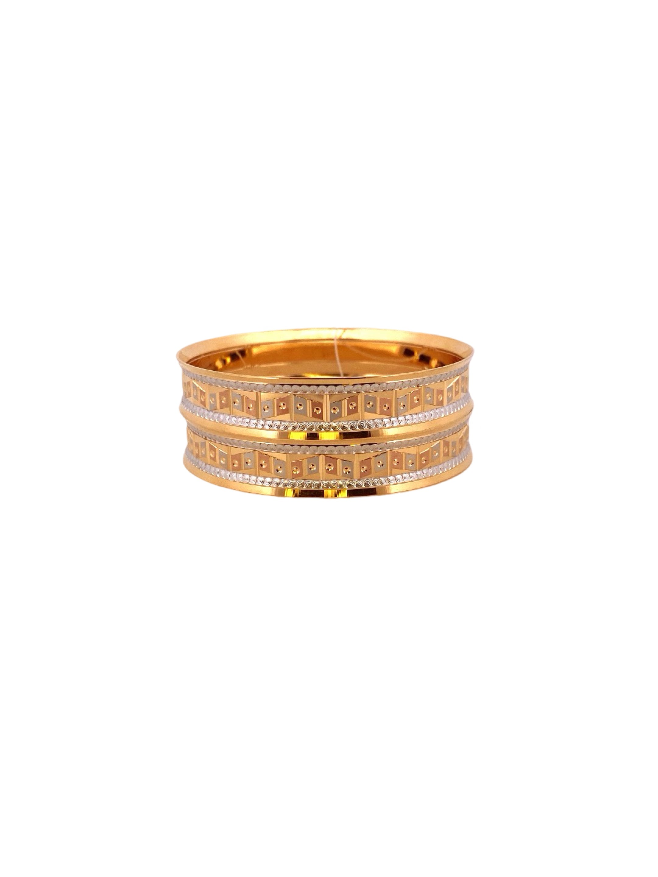 22K Gold Tri-tone Designer 2 Pieces Set Of Bangles