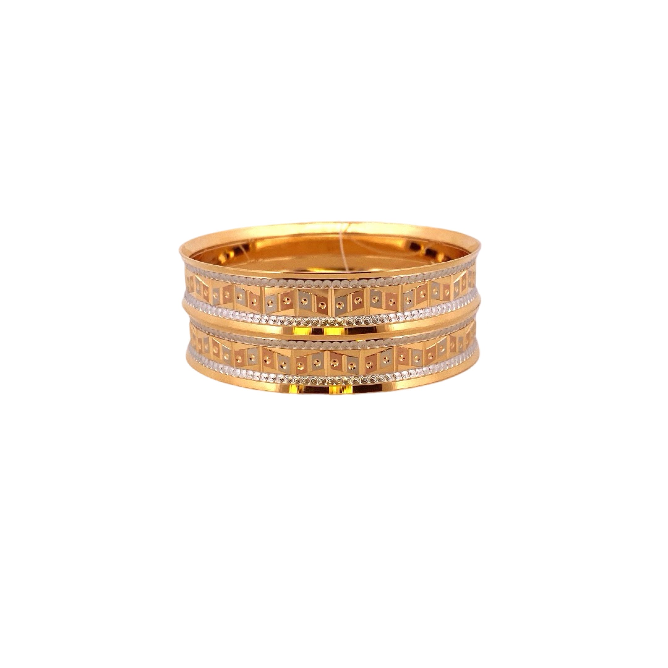 22K Gold Tri-tone Designer 2 Pieces Set Of Bangles