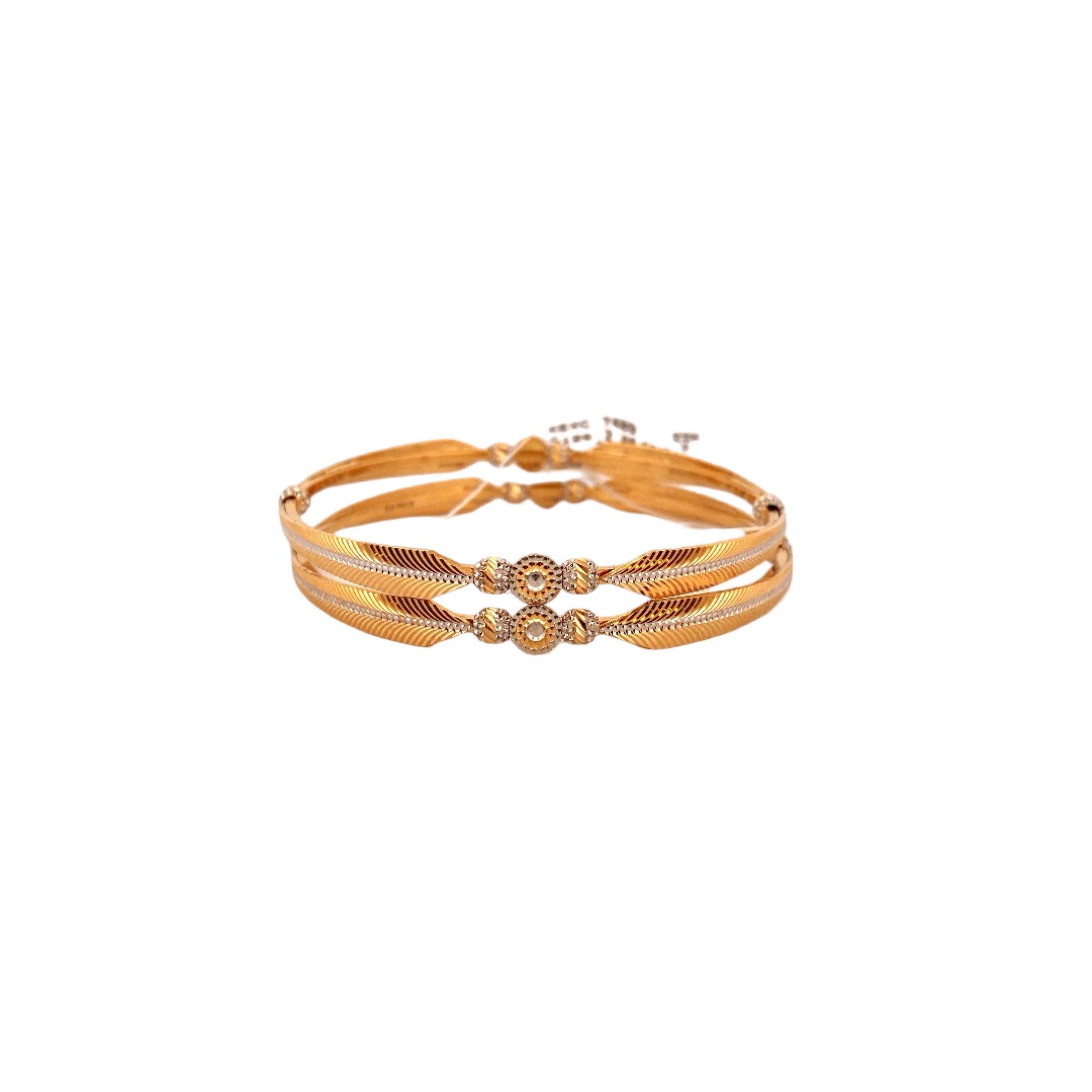 22K Gold Two-tone Designer 2 Pieces Set Of Bangles