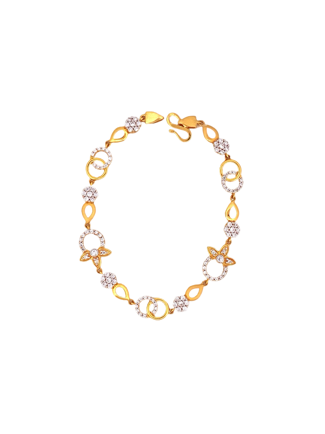 22K Gold CZ Flower Designer Ladies Bracelet