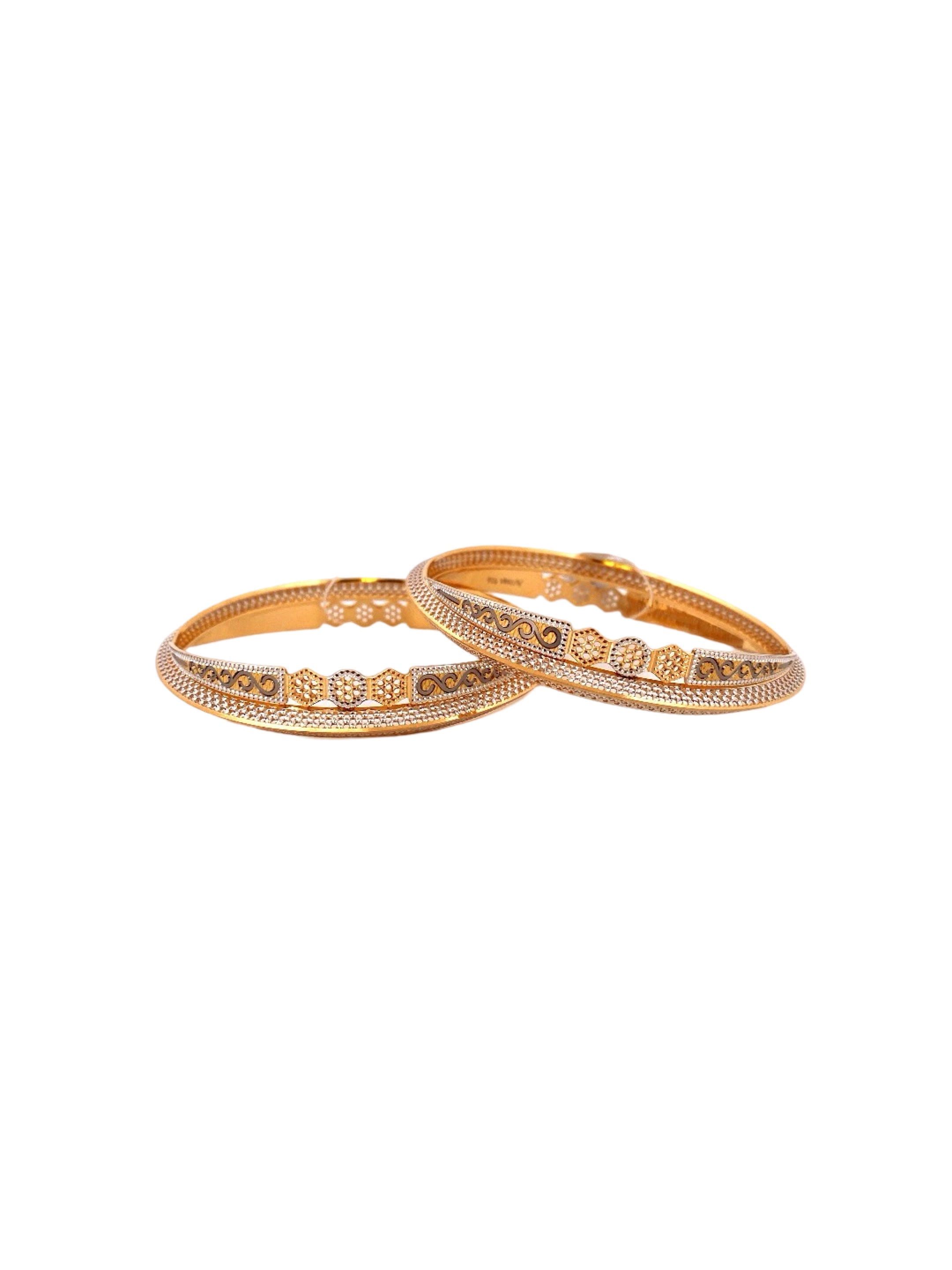 22K Gold Two-tone Designer 2 Pieces Set Of Bangles