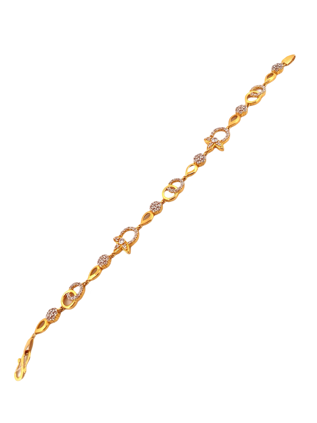 22K Gold CZ Flower Designer Ladies Bracelet