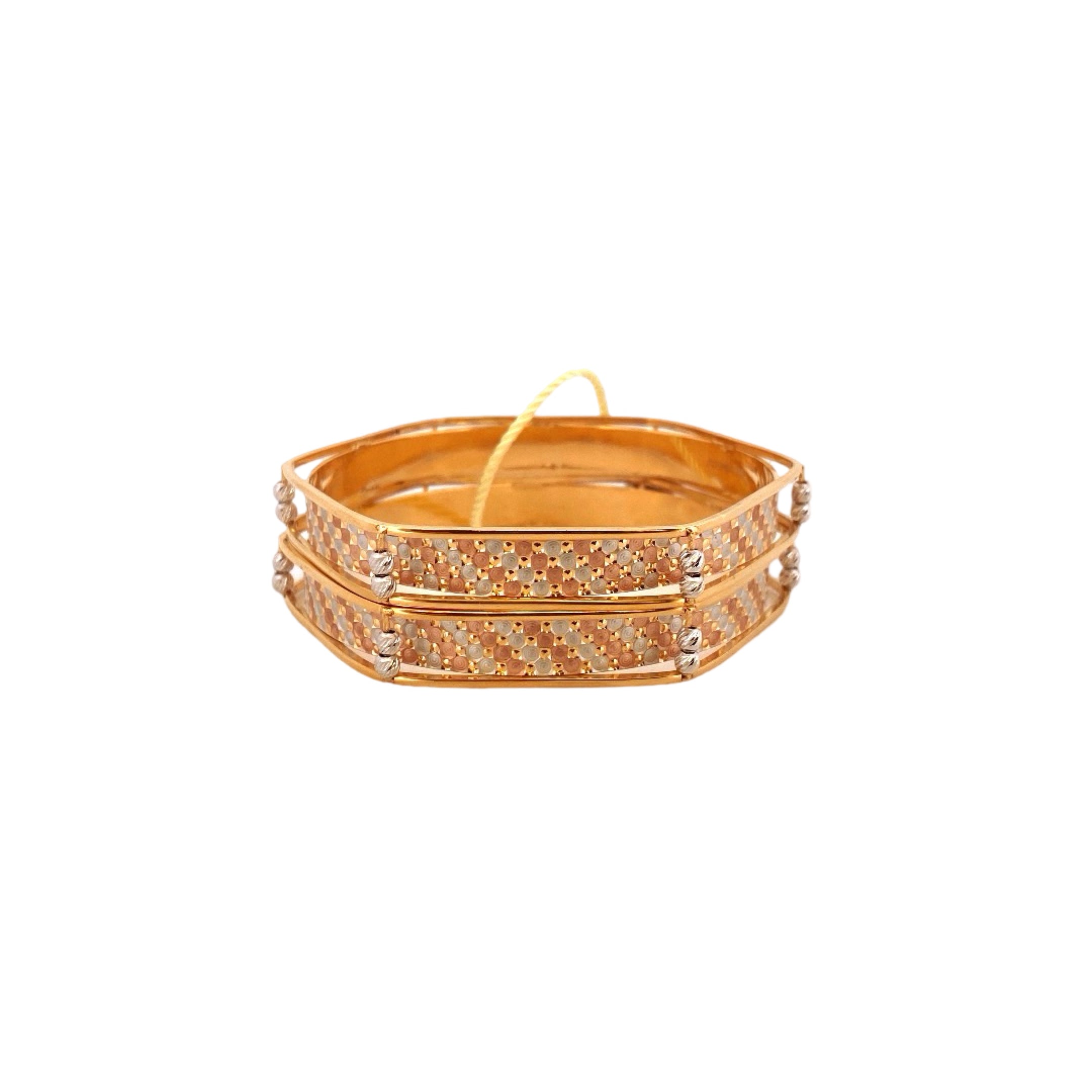 22K Gold Tri-tone Designer 2 Pieces Set Of Bangles