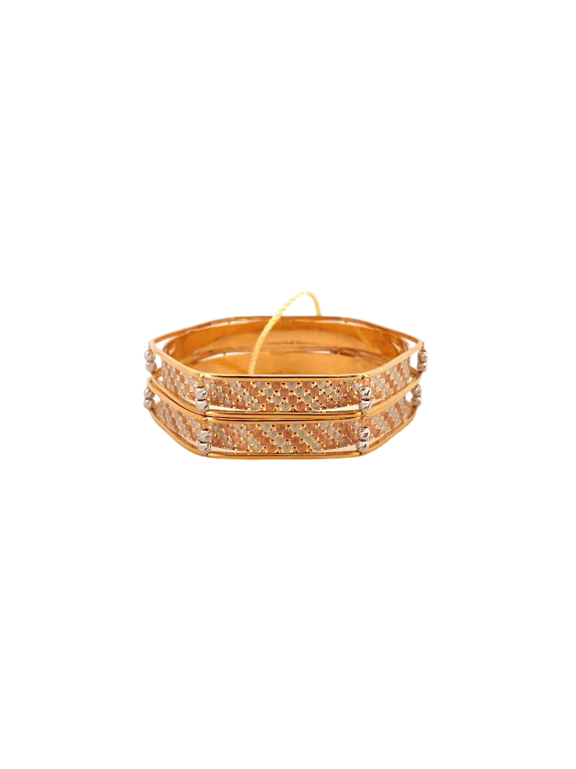 22K Gold Tri-tone Designer 2 Pieces Set Of Bangles