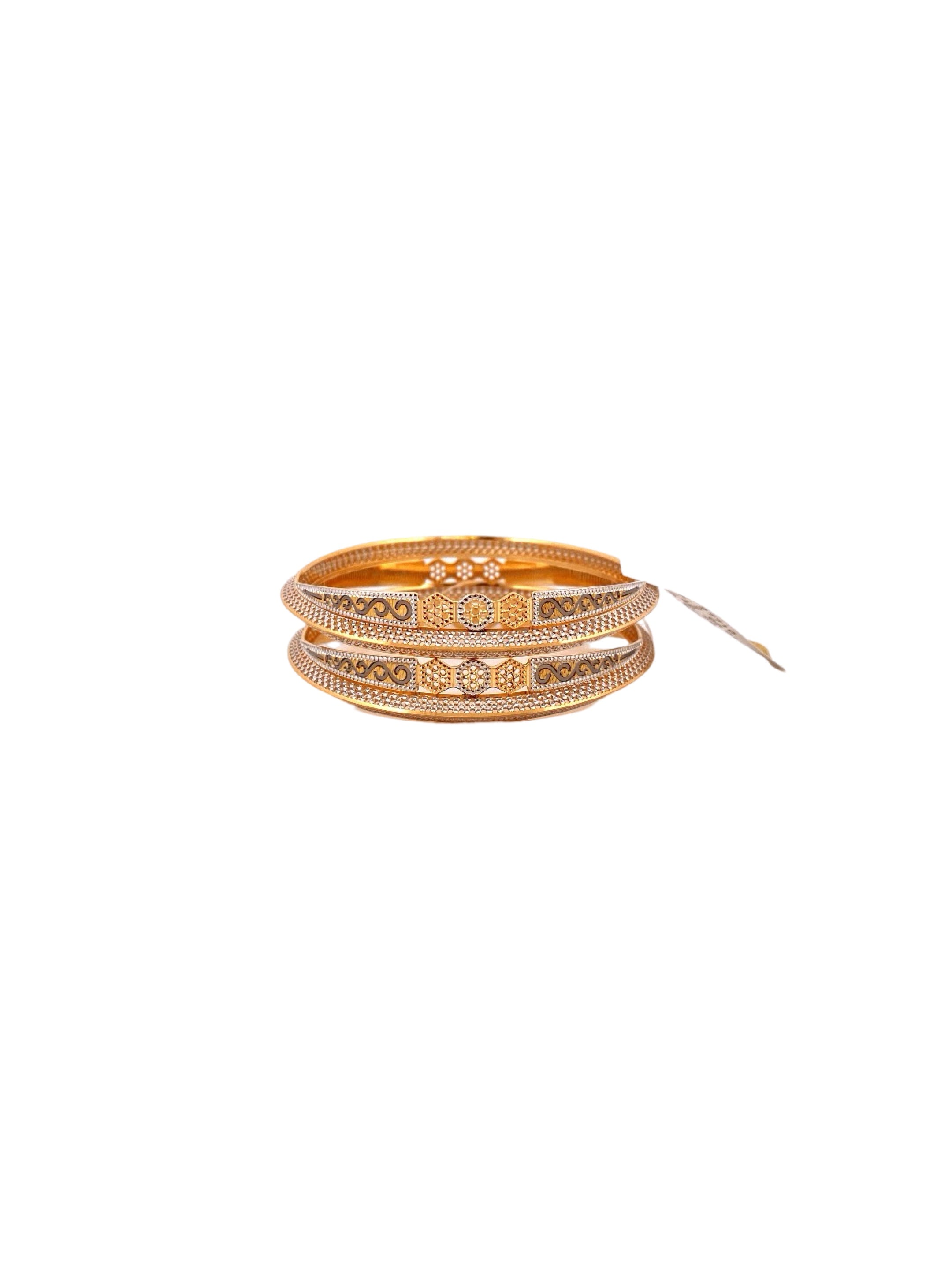 22K Gold Two-tone Designer 2 Pieces Set Of Bangles