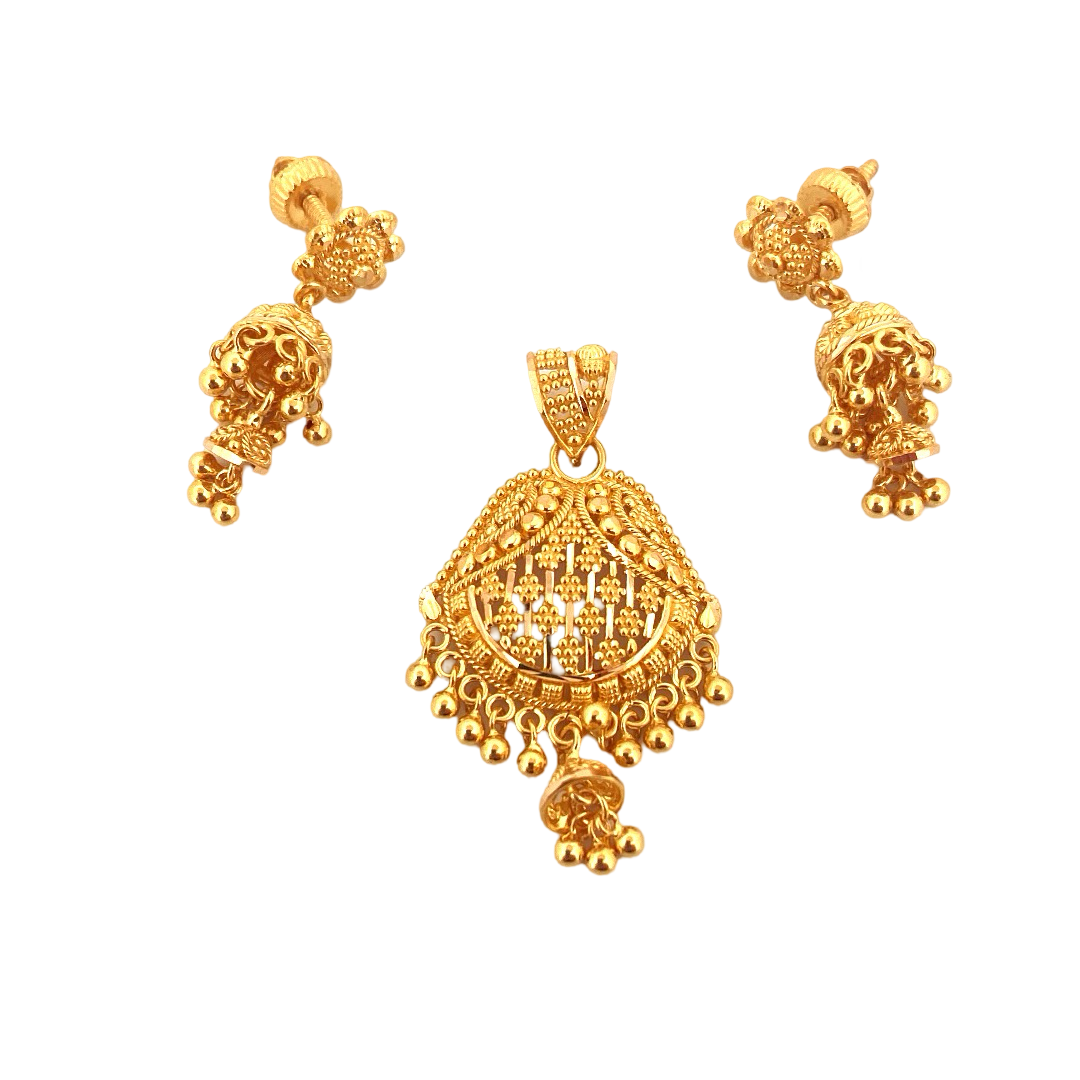 22K Gold Designer Pendant Set