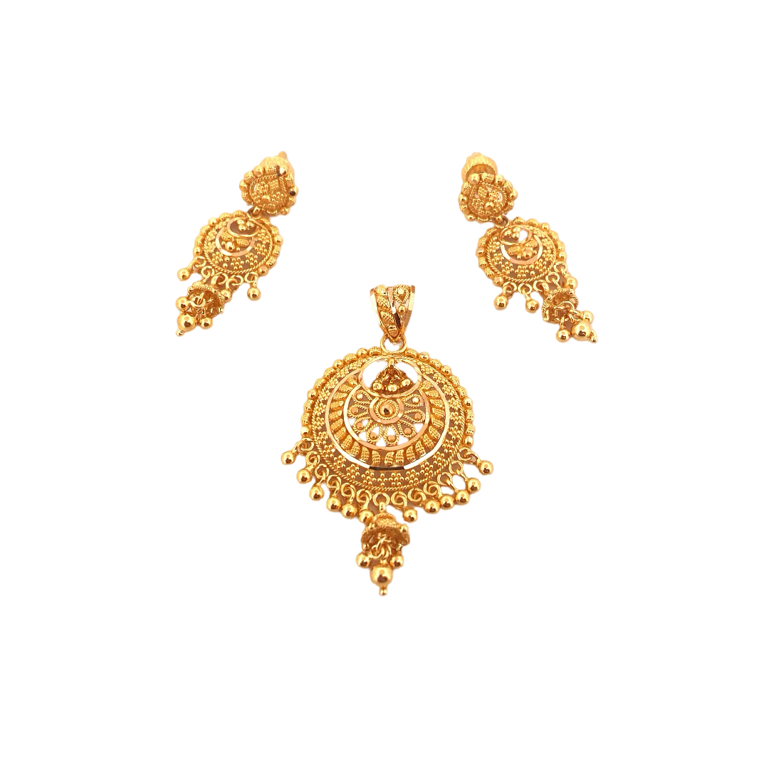 22K Gold Designer Pendant Set