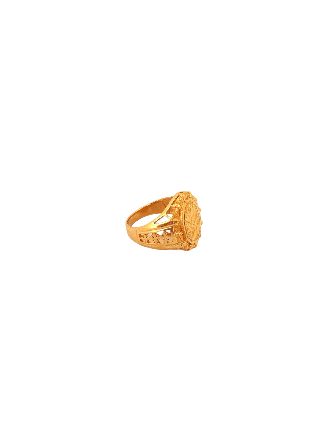 22K Gold Laser Cut Designer Men's Ring