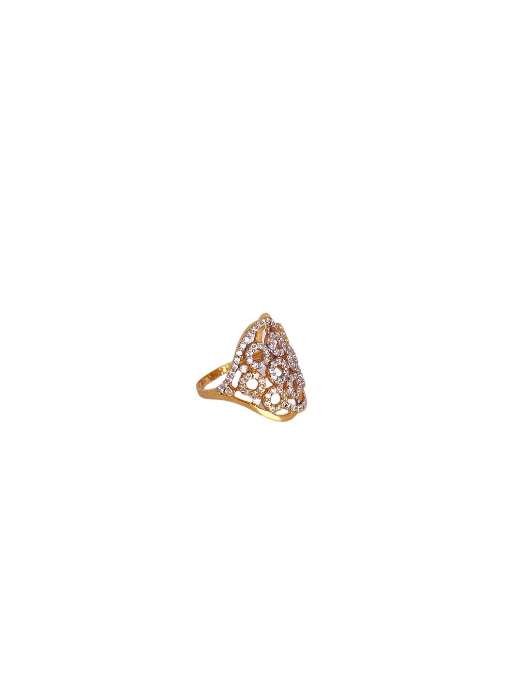 22K Gold CZ Designer Ladies Ring