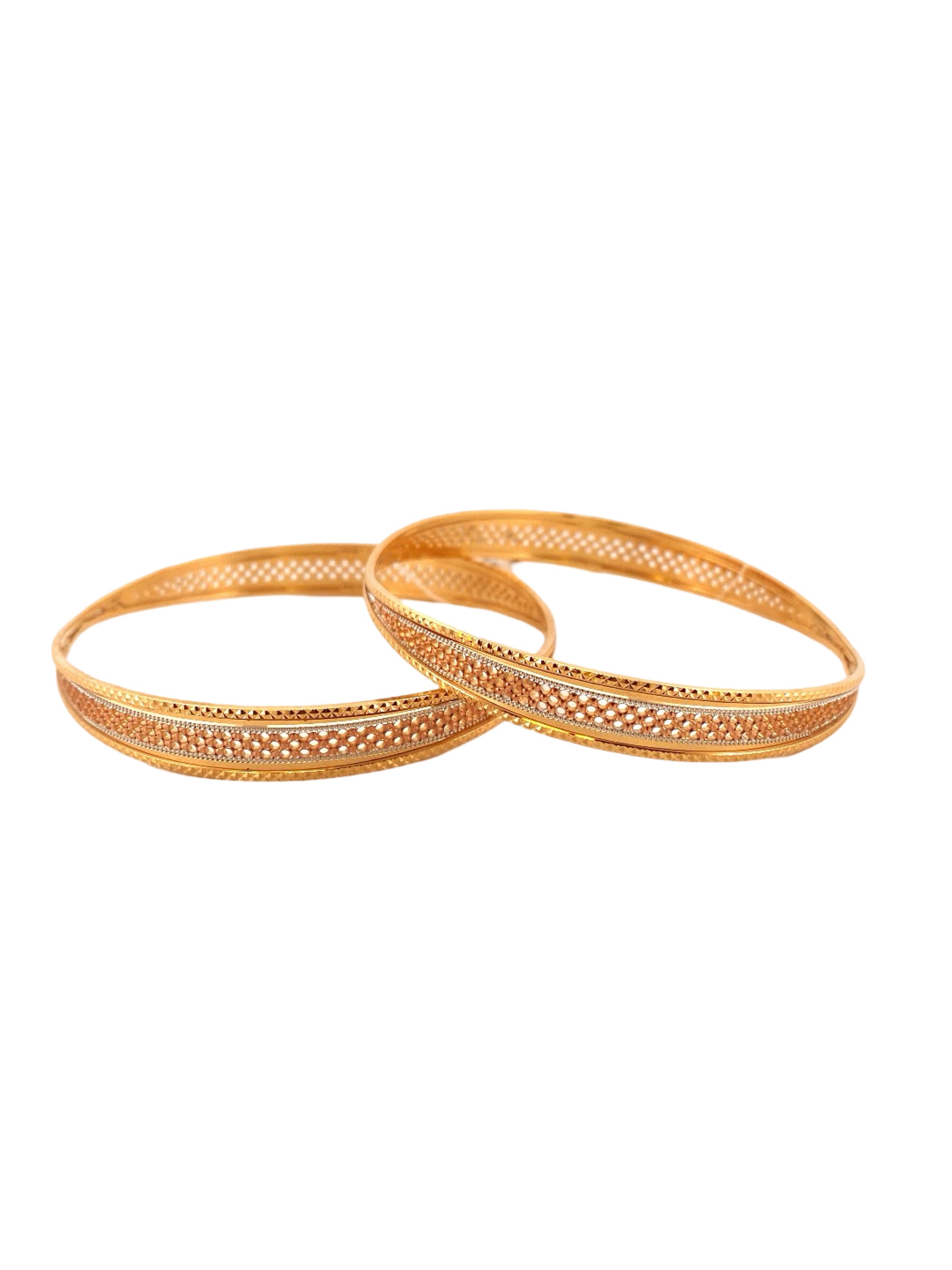 22K Gold Tri-tone Designer 2 Pieces Set Of Bangles