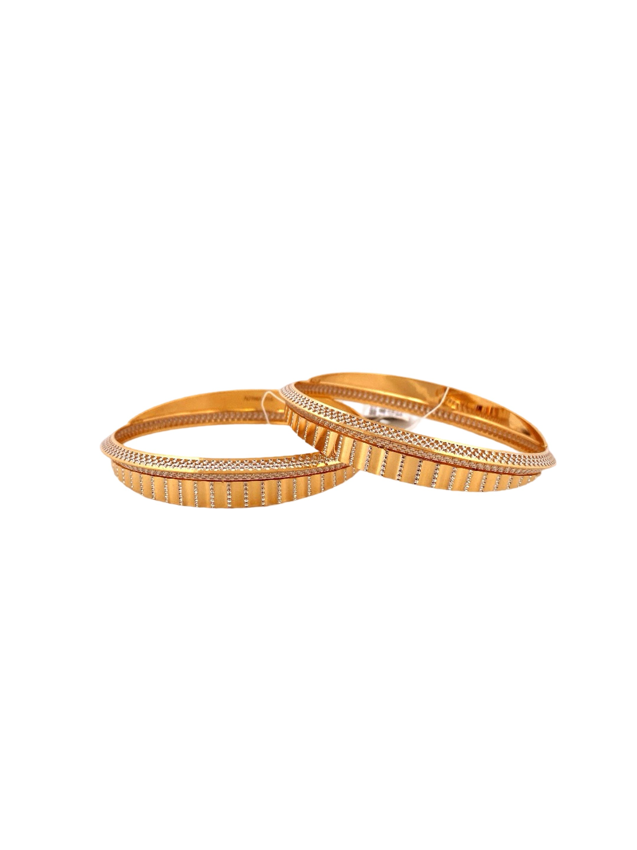 22K Gold Two-tone Designer 2 Pieces Set Of Bangles