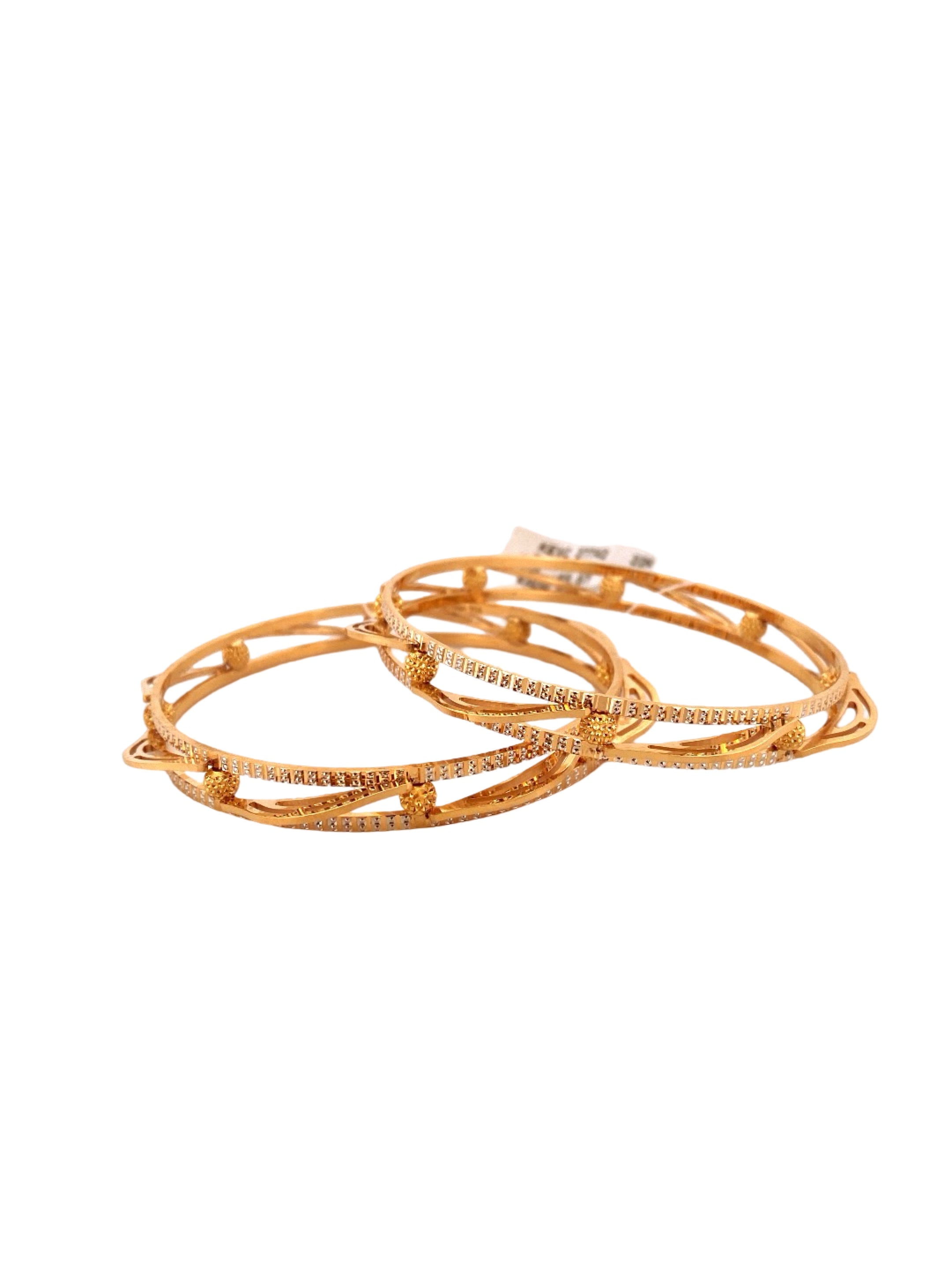 22K Gold Two-tone Designer 2 Pieces Set Of Bangles