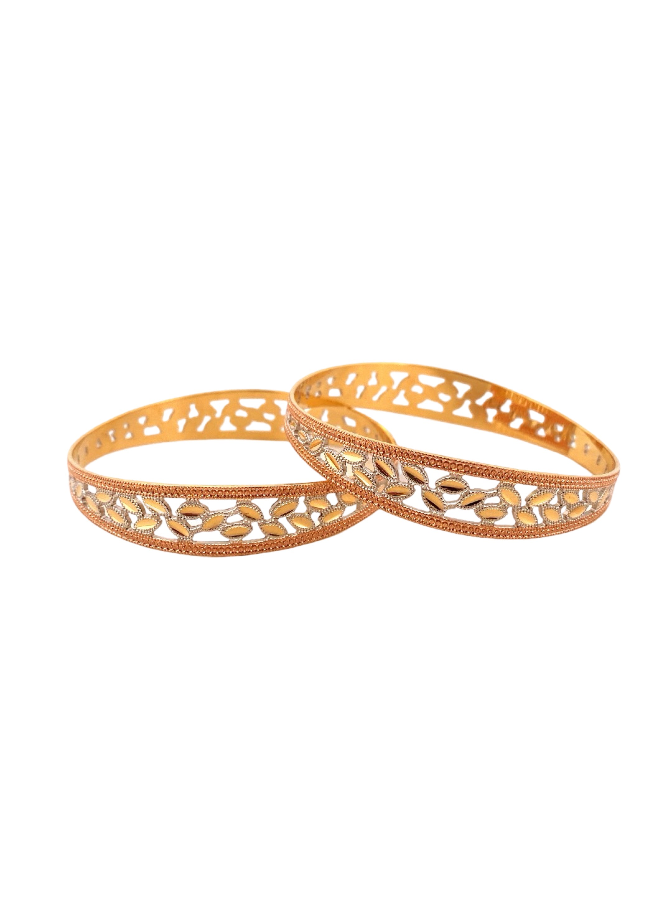 22K Gold Tri-tone Designer 2 Pieces Set Of Bangles