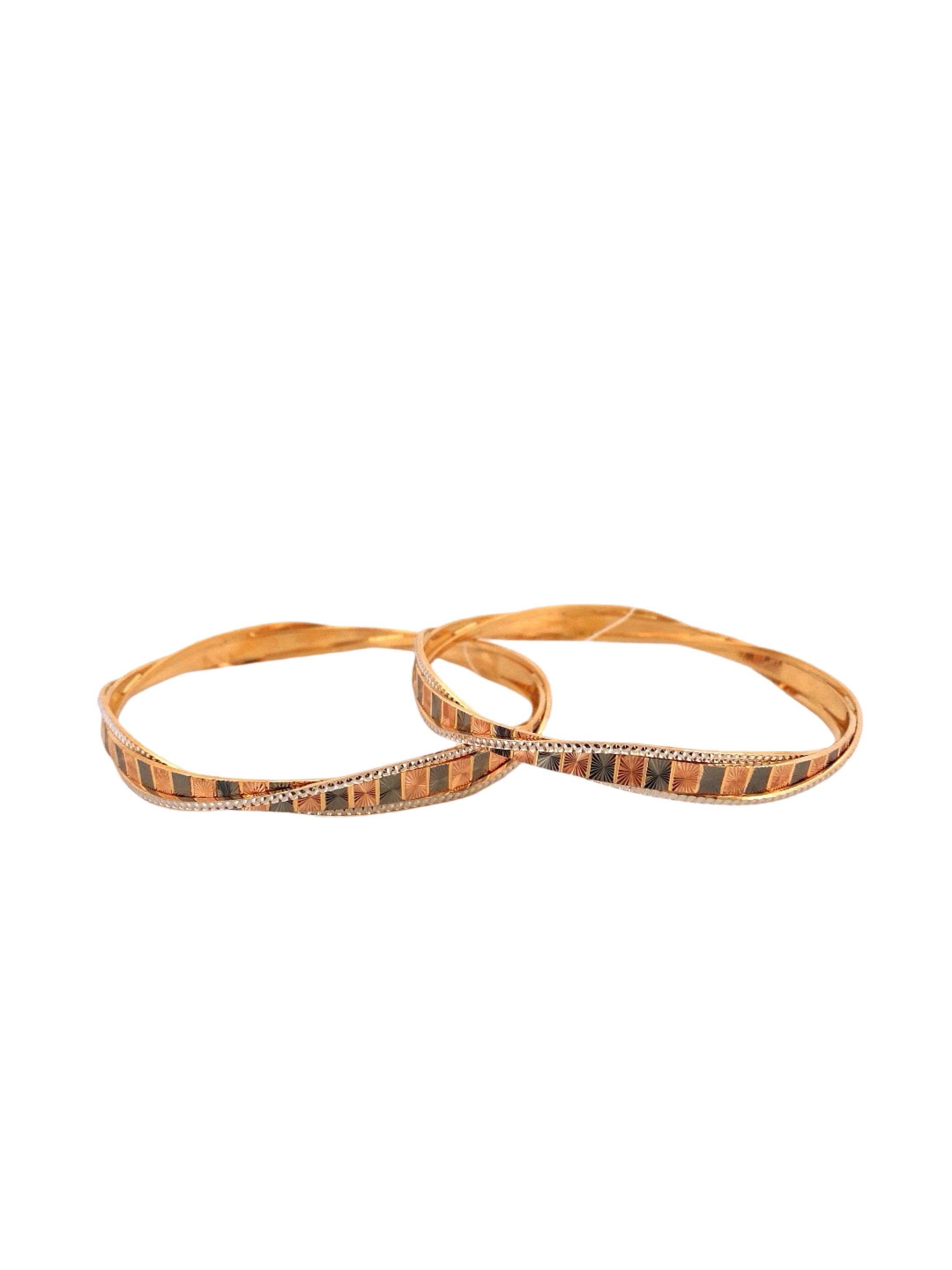 22K Gold Tri-tone Designer 2 Pieces Set Of Bangles